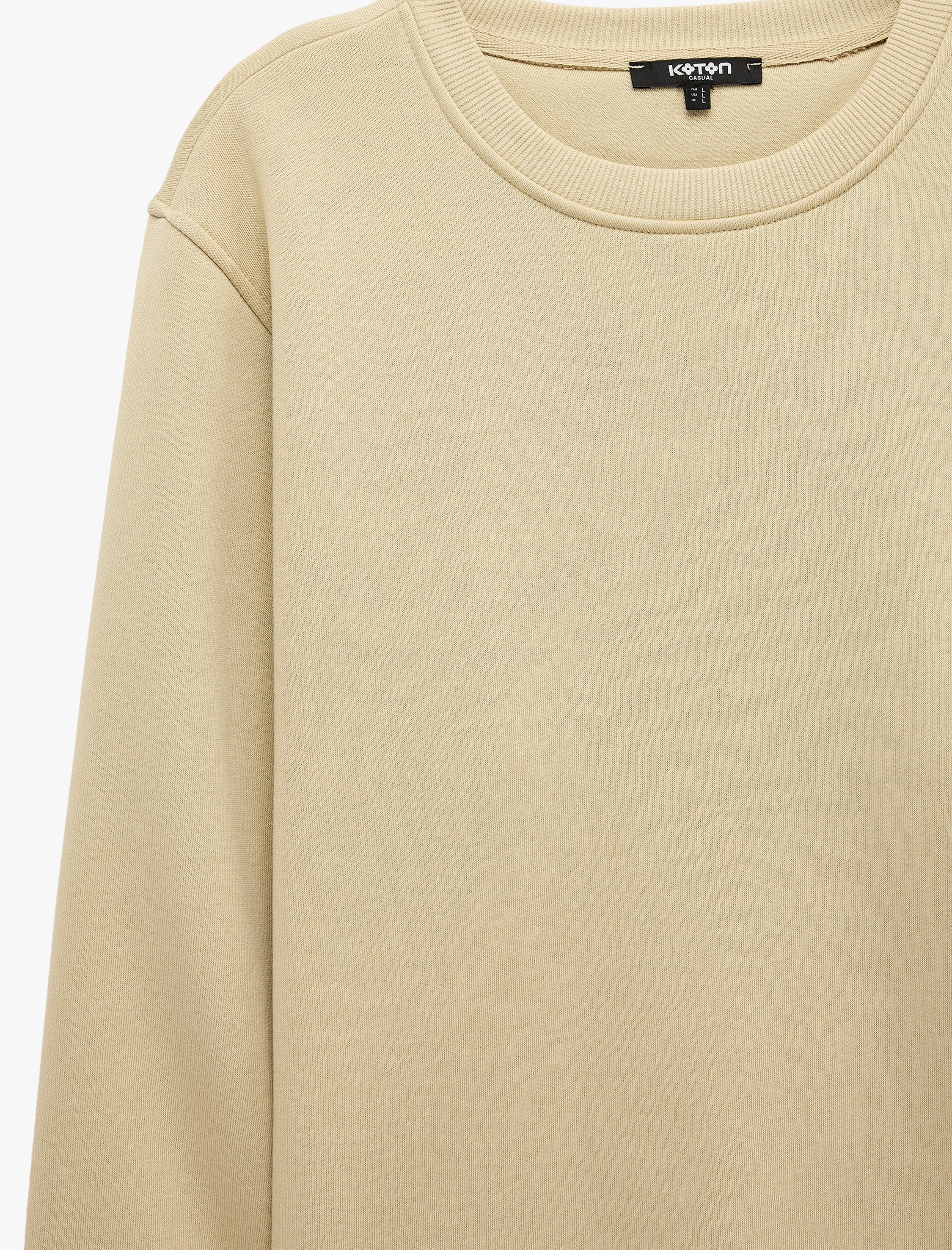   Pamuklu Uzun Kollu Şardonlu Bisiklet Yaka Erkek Basic Sweatshirt