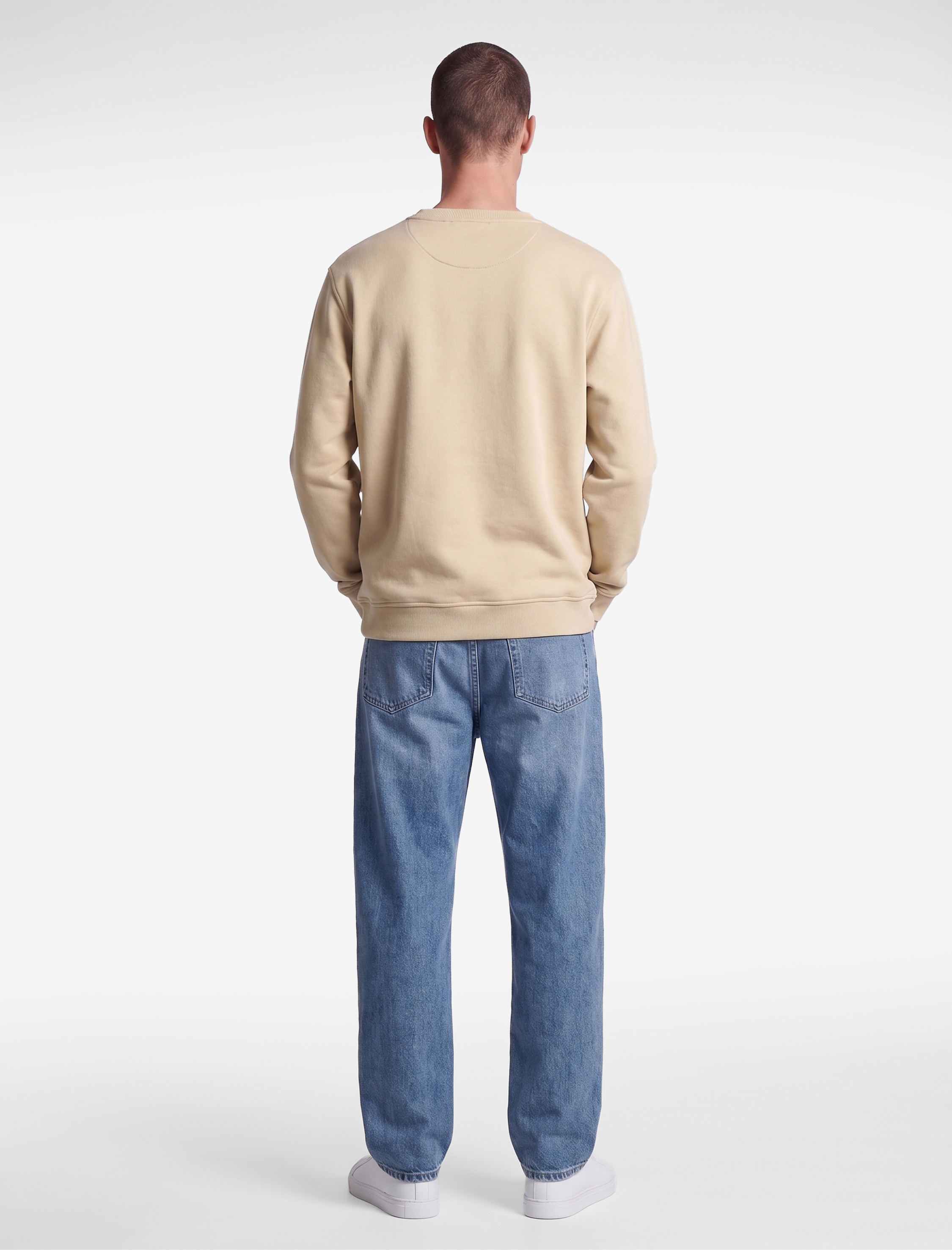   Pamuklu Uzun Kollu Şardonlu Bisiklet Yaka Erkek Basic Sweatshirt