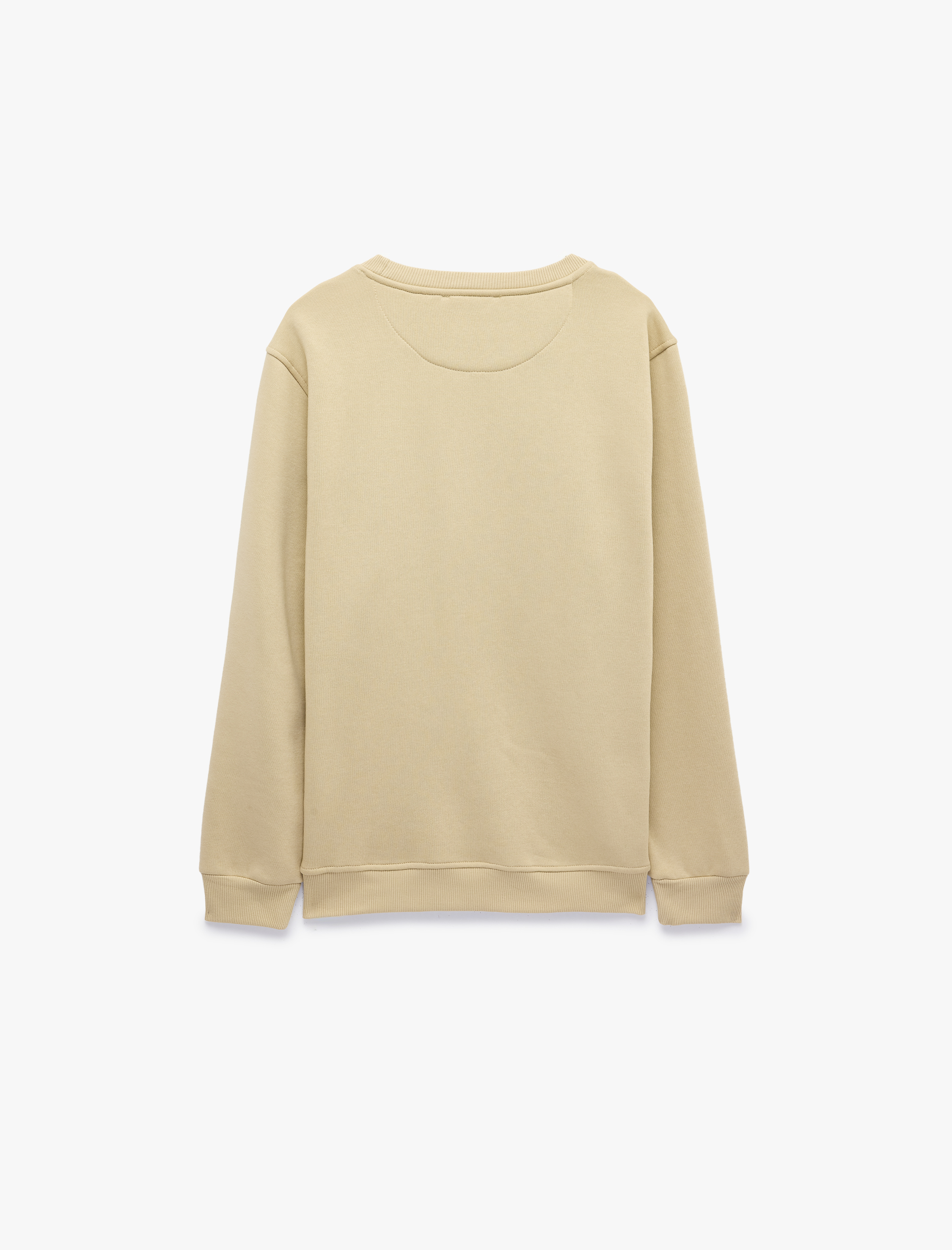   Pamuklu Uzun Kollu Şardonlu Bisiklet Yaka Erkek Basic Sweatshirt