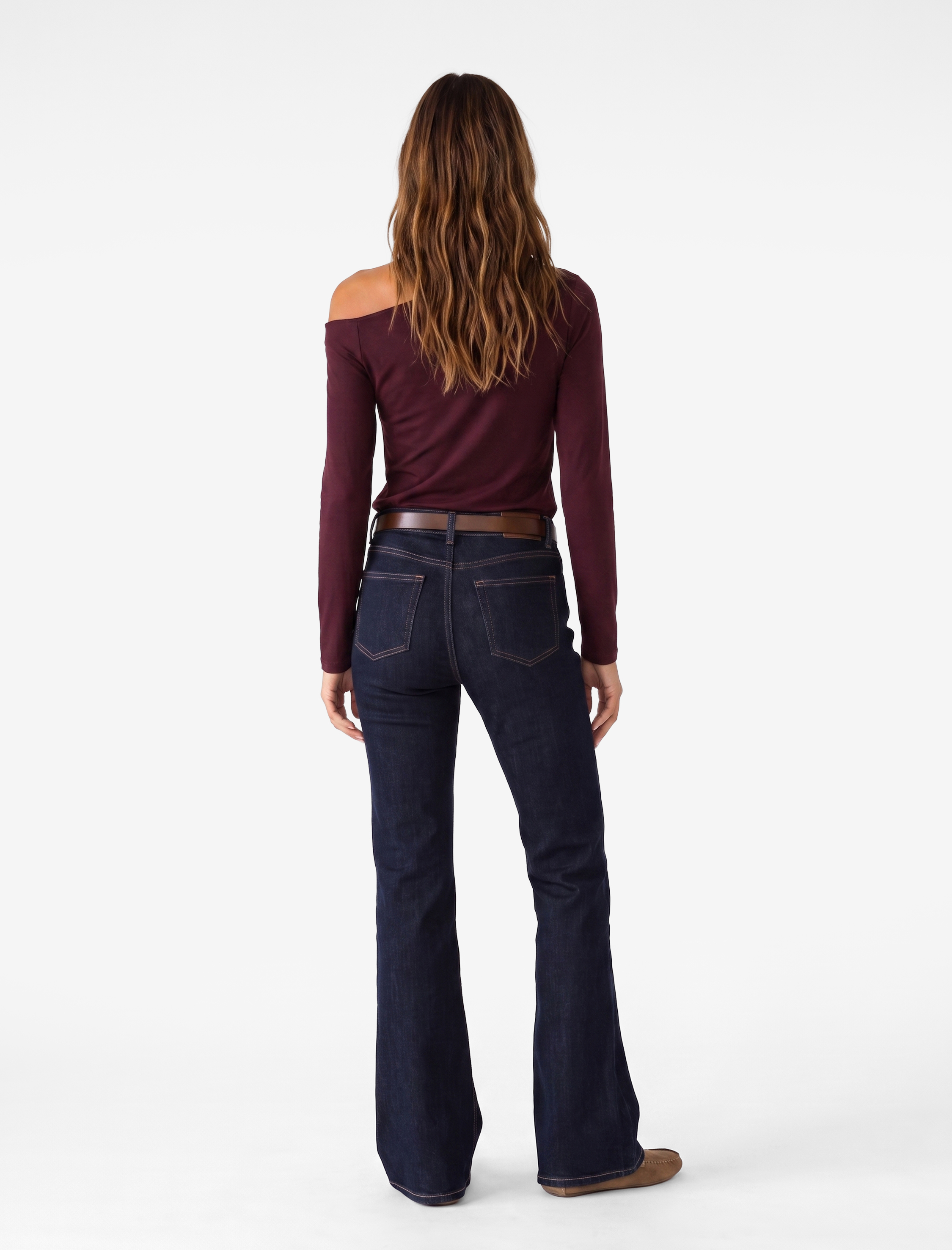   Slim Fit Drapeli Asimetrik Kesim Uzun Kollu Tek Omuz Tişört