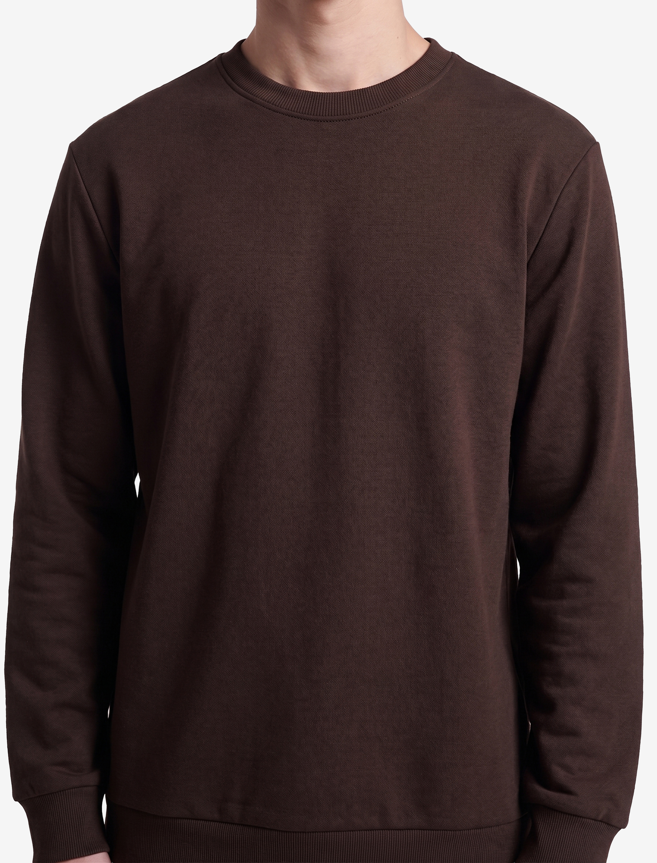   Viskon Karışımlı Uzun Kollu Bisiklet Yaka Basic Sweatshirt