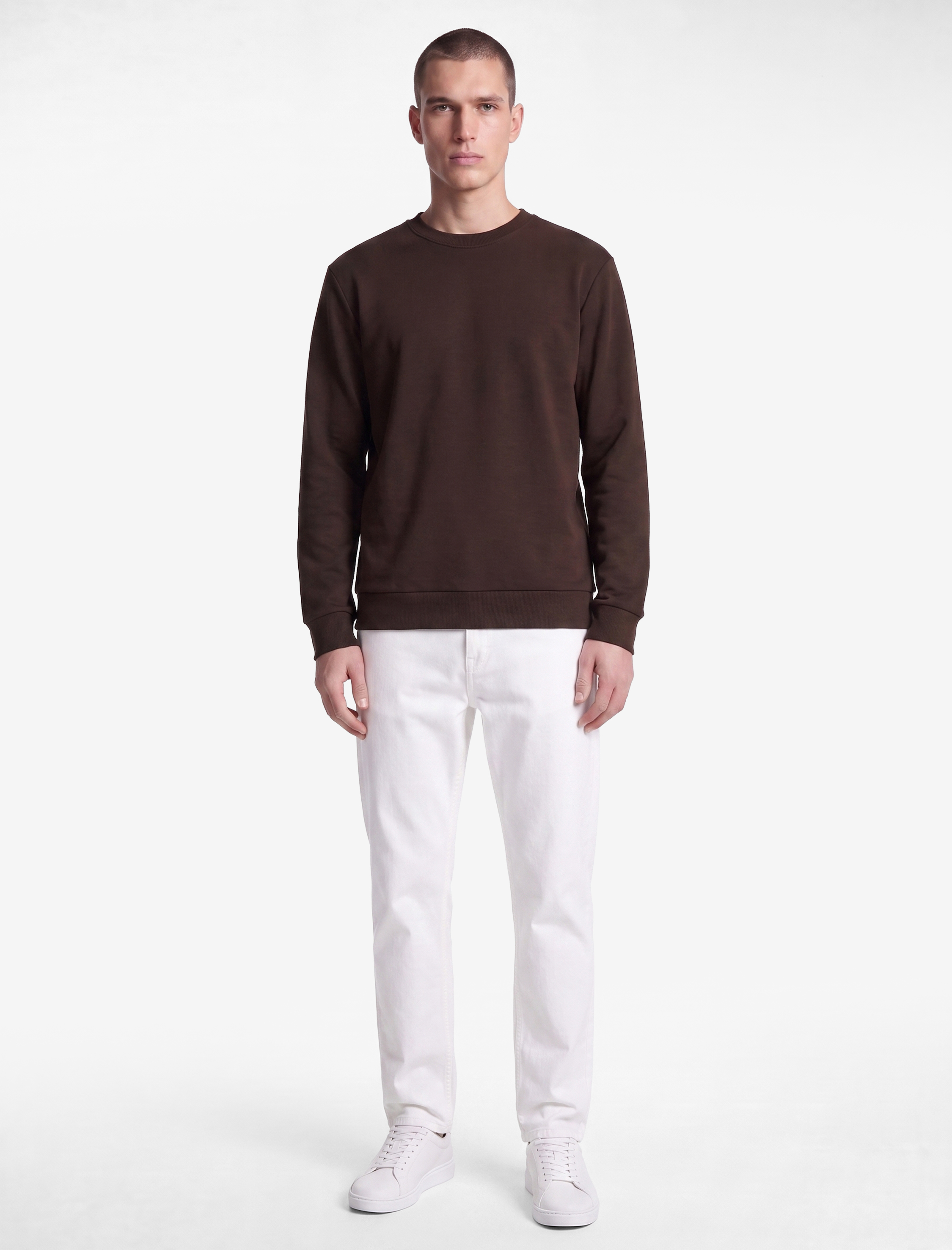   Viskon Karışımlı Uzun Kollu Bisiklet Yaka Basic Sweatshirt