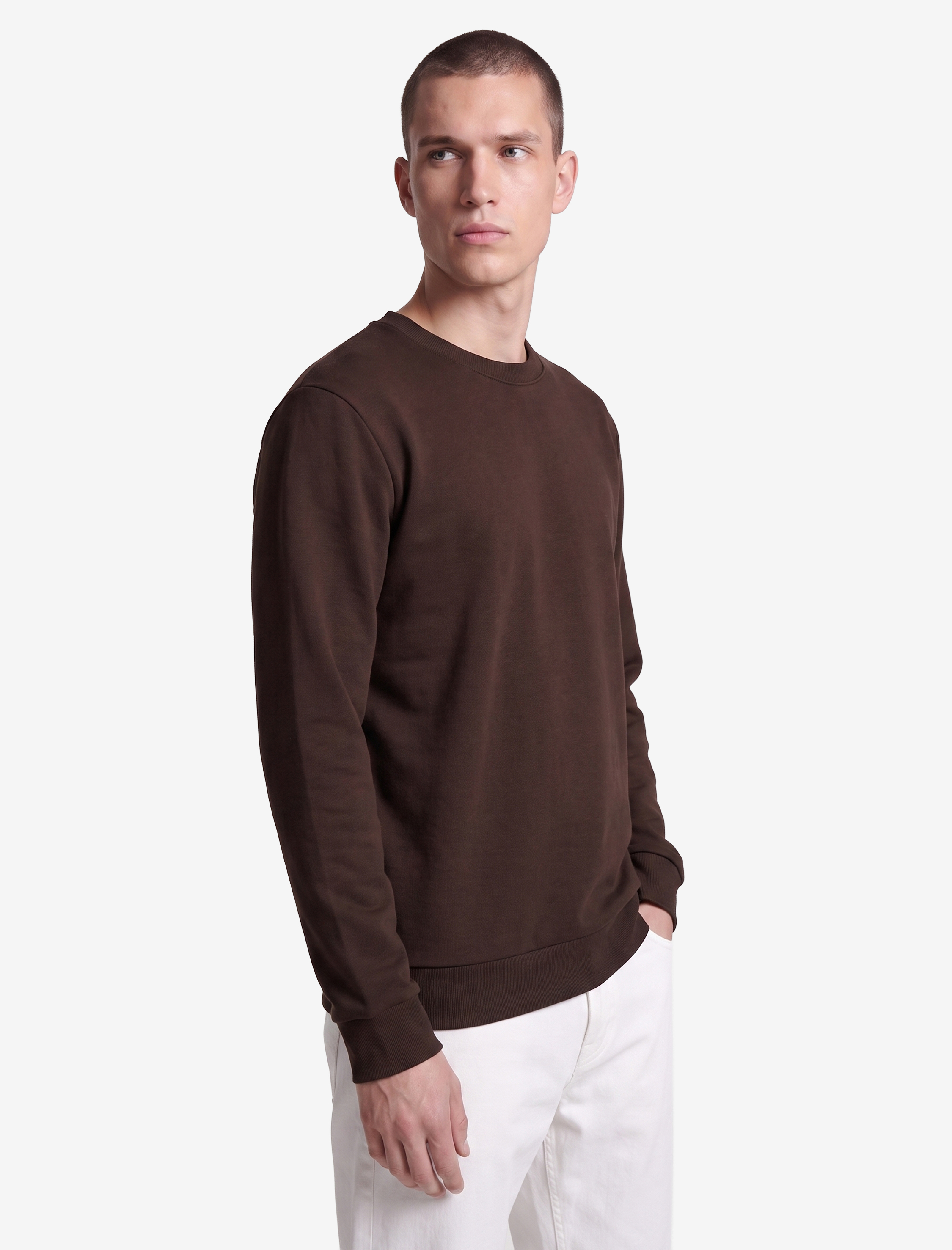   Viskon Karışımlı Uzun Kollu Bisiklet Yaka Basic Sweatshirt