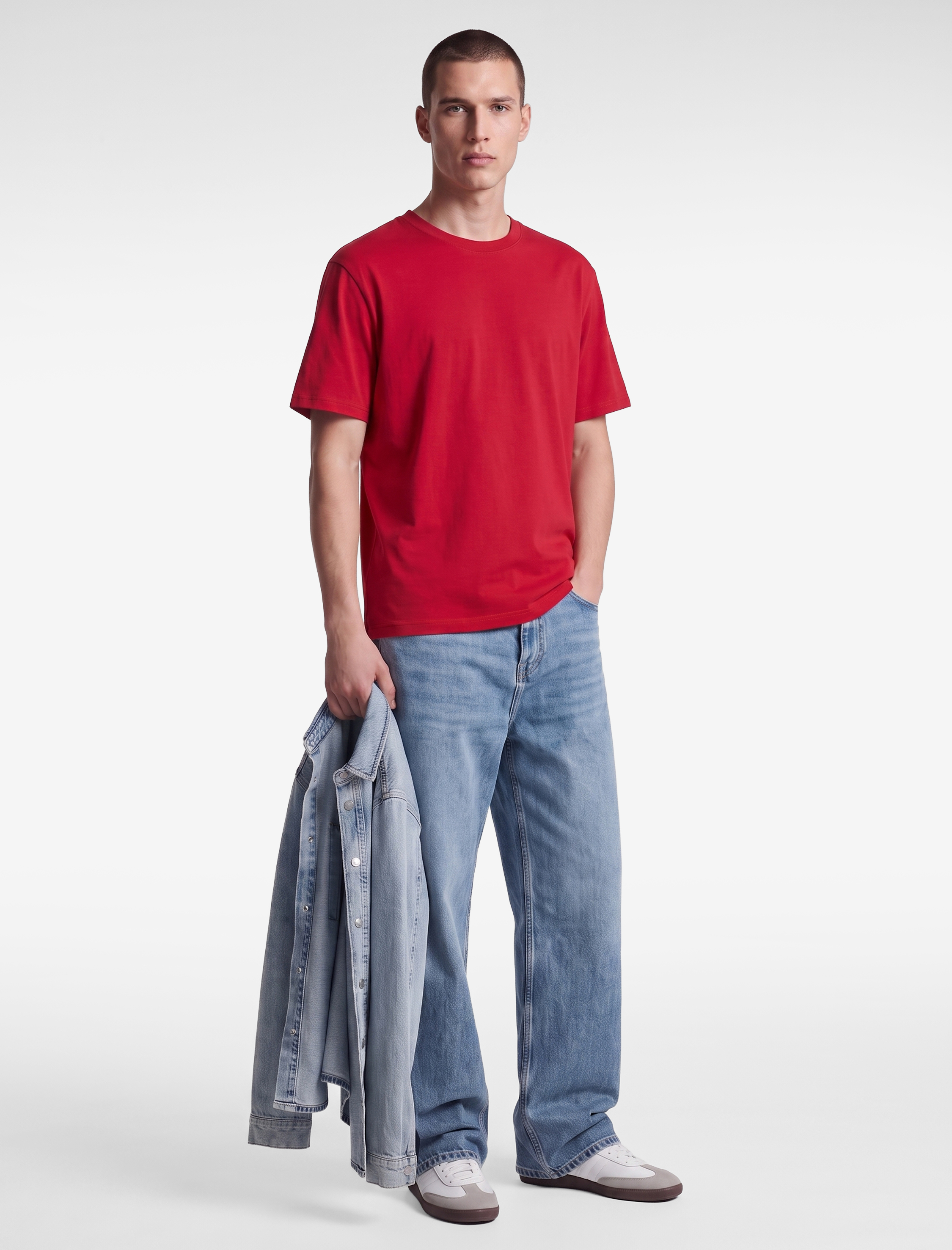   Pamuklu Kısa Kollu Bisiklet Yaka Slim Fit Erkek Basic Tişört