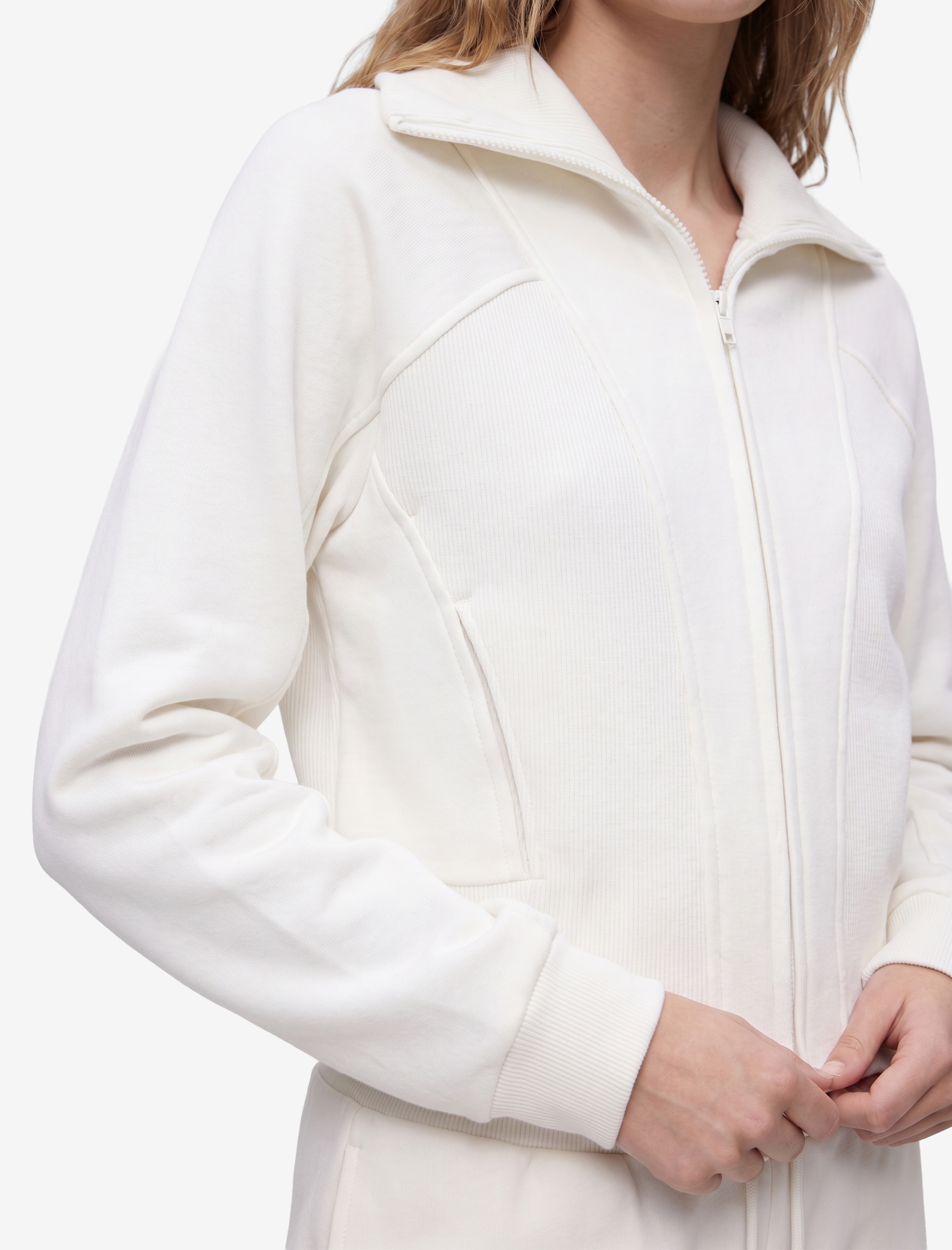   Balon Kol Fermuarlı Şardonlu Sweatshirt