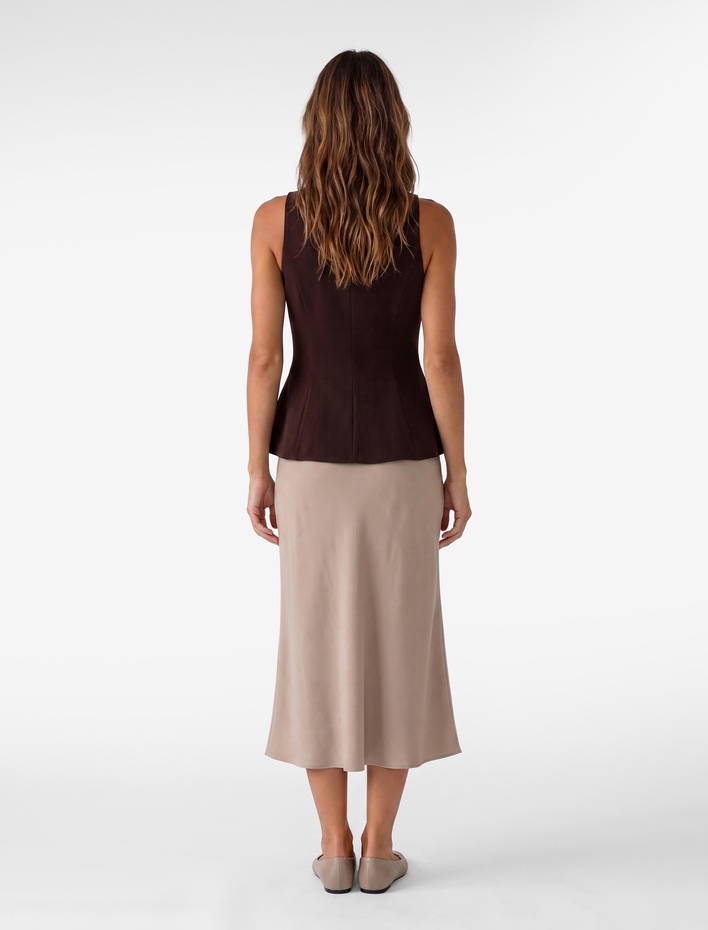  Slim Fit Bisiklet Yaka Kolsuz Peplum Bluz