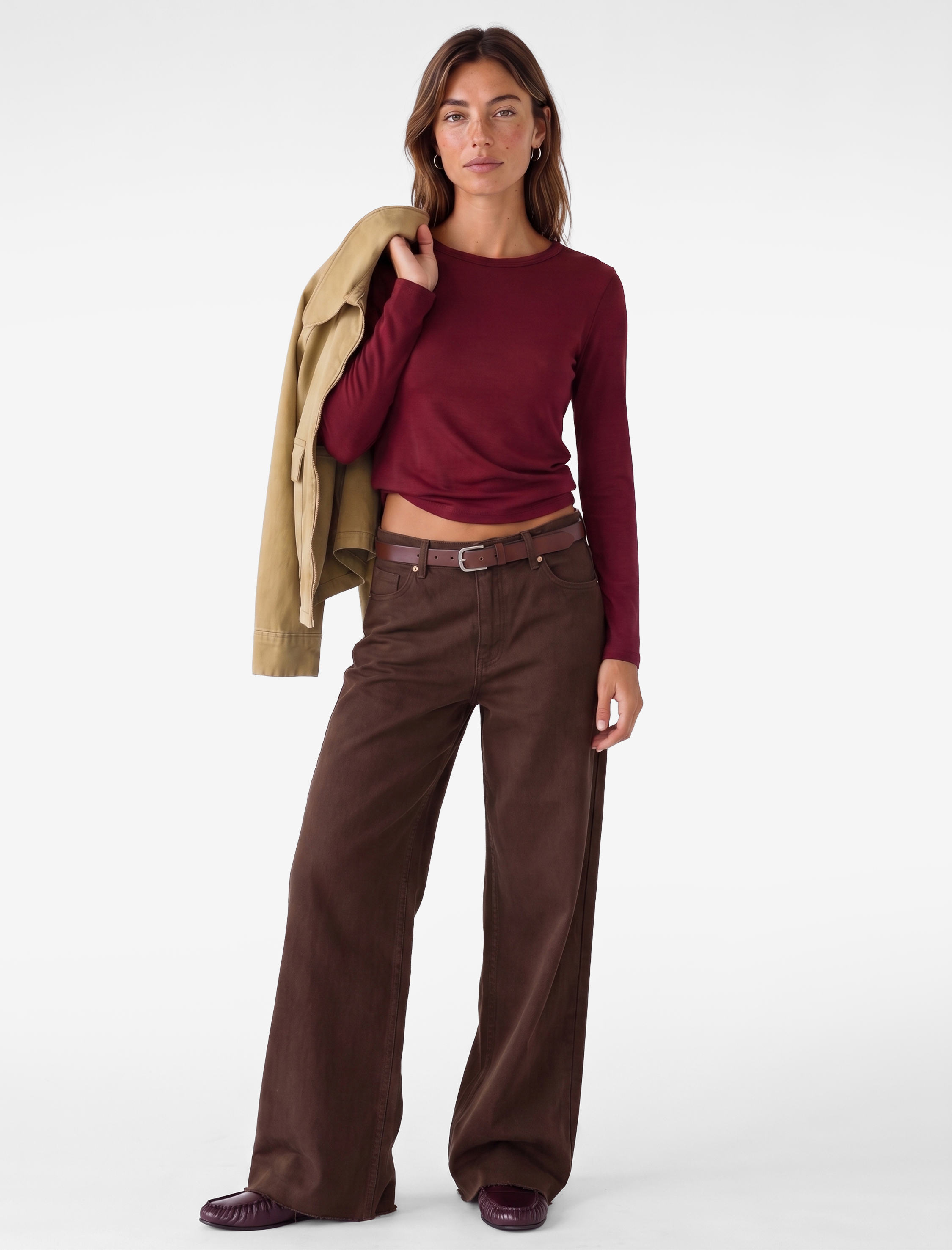   Viskon Slim Fit Uzun Kollu Bisiklet Yaka Tişört