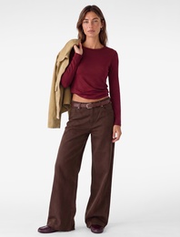 Viskon Slim Fit Uzun Kollu Bisiklet Yaka Tişört