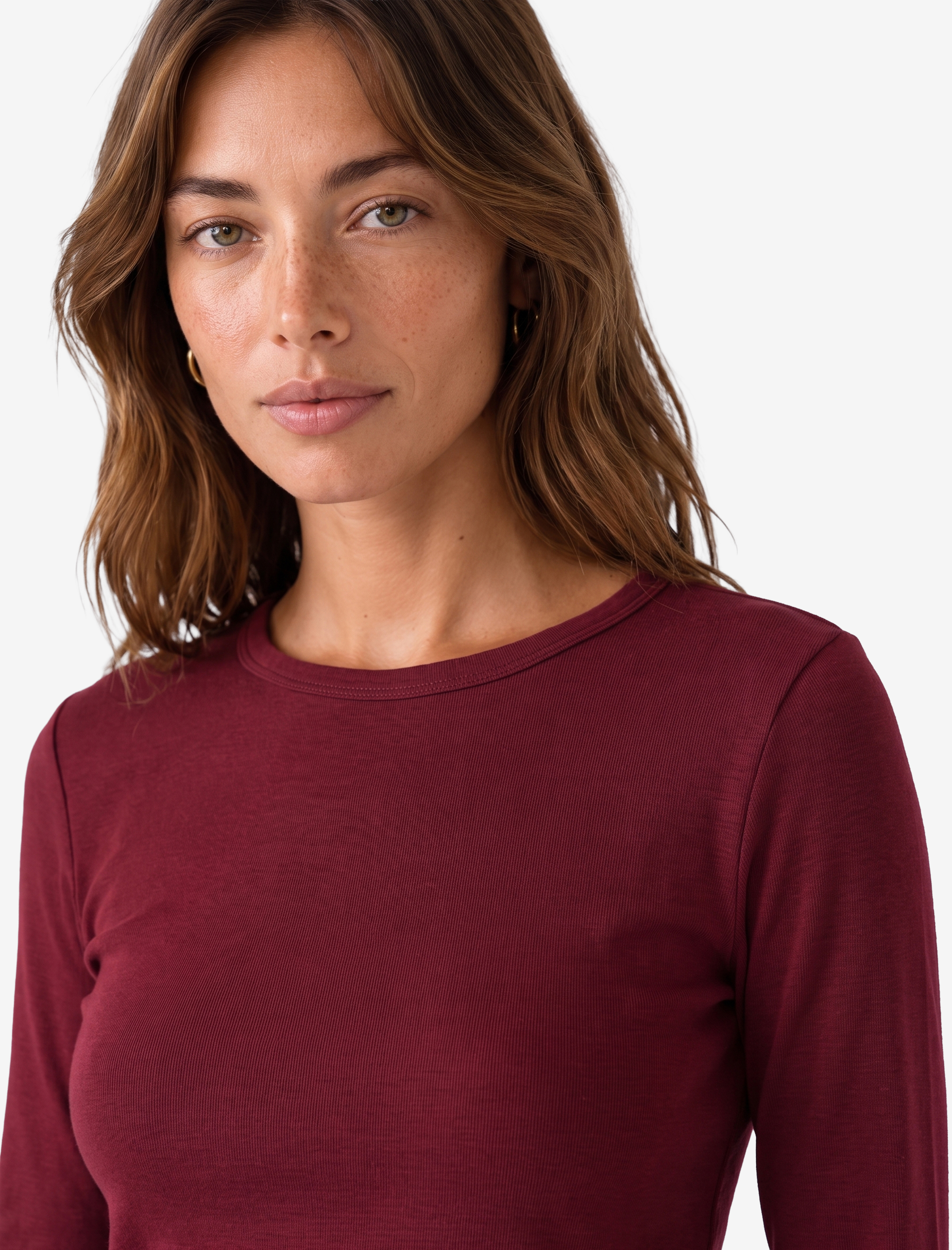  Viskon Slim Fit Uzun Kollu Bisiklet Yaka Tişört