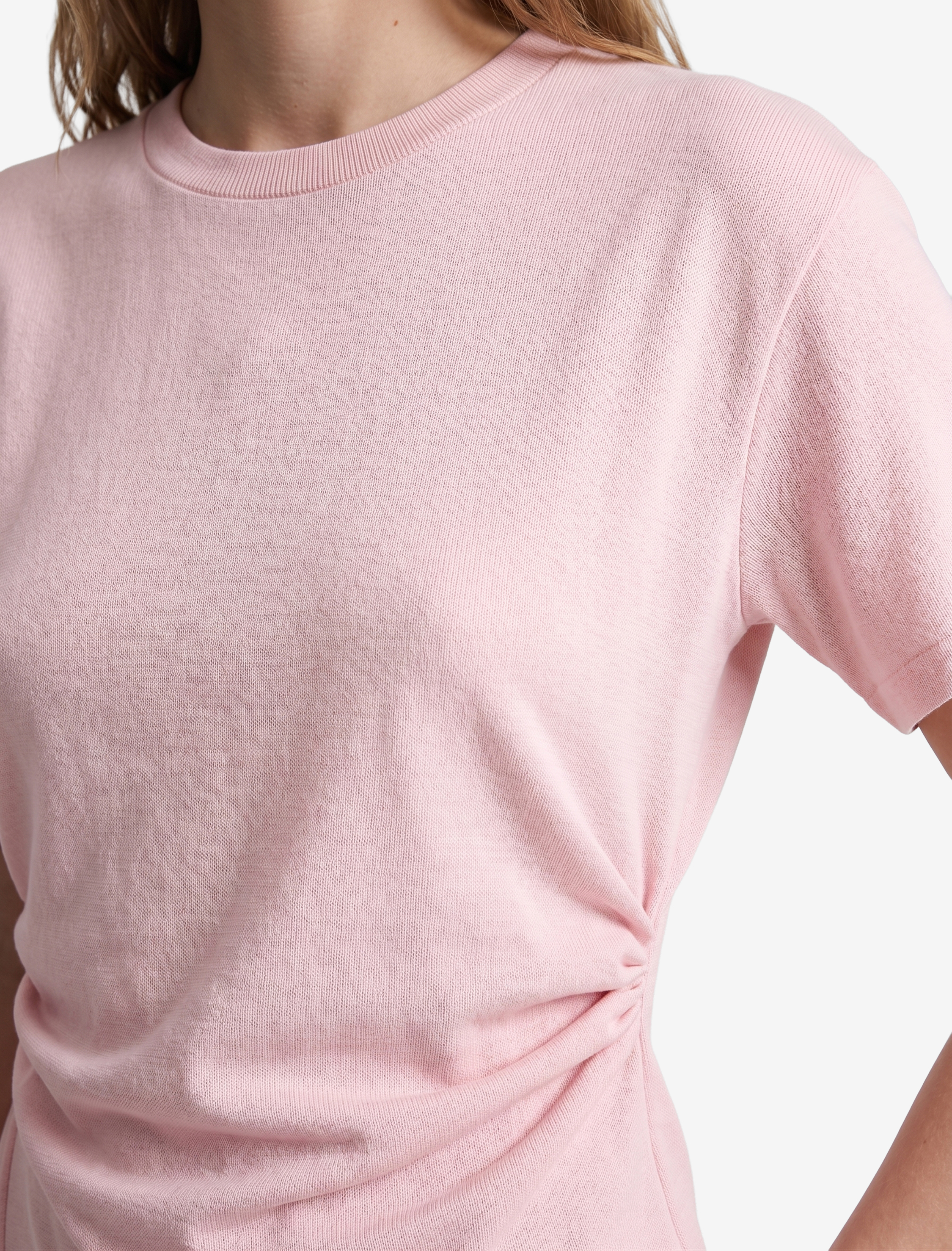   Modal Kumaş Slim Fit Bisiklet Yaka Kısa Kollu Asimetrik Tişört