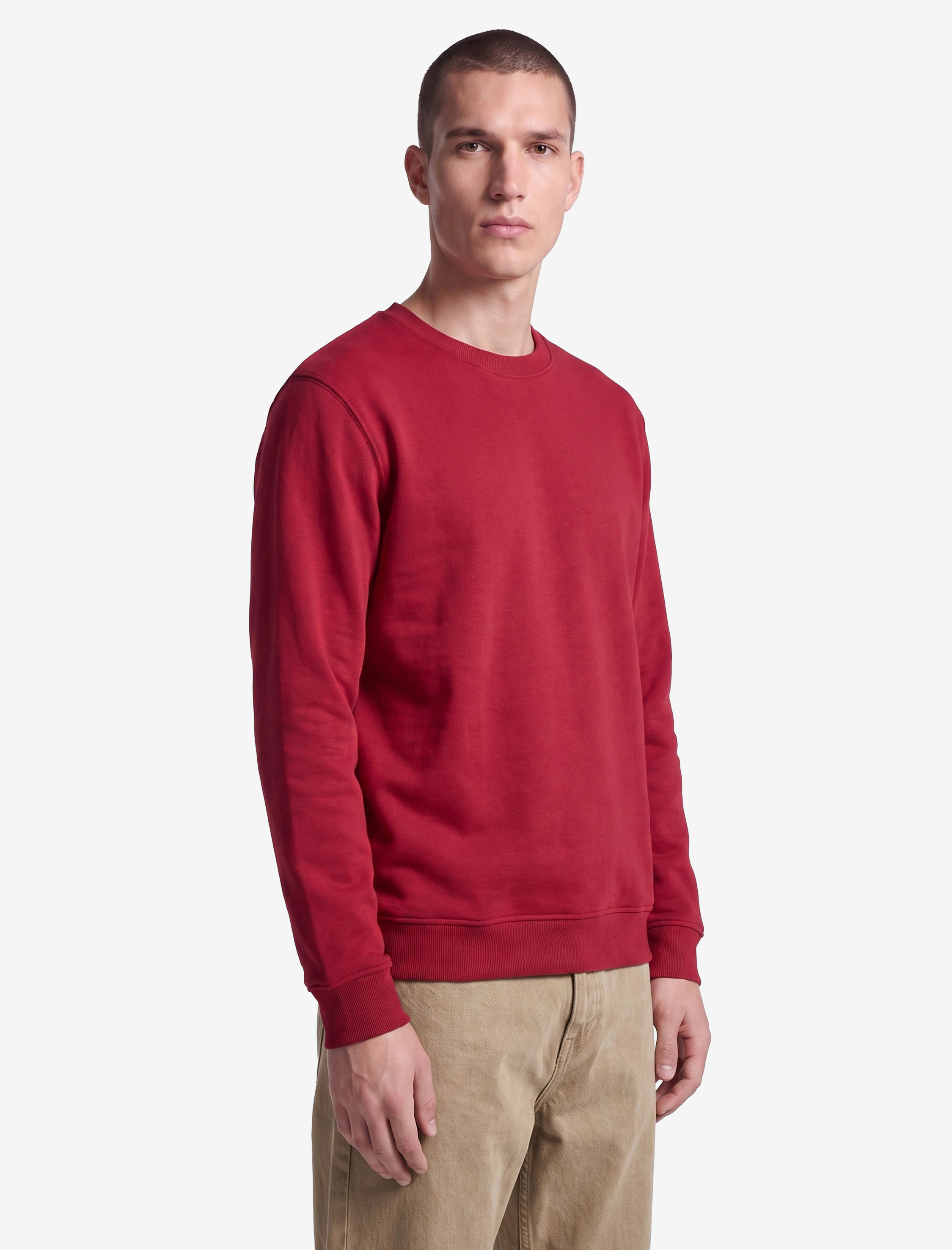   Pamuklu Uzun Kollu Şardonlu Bisiklet Yaka Erkek Basic Sweatshirt