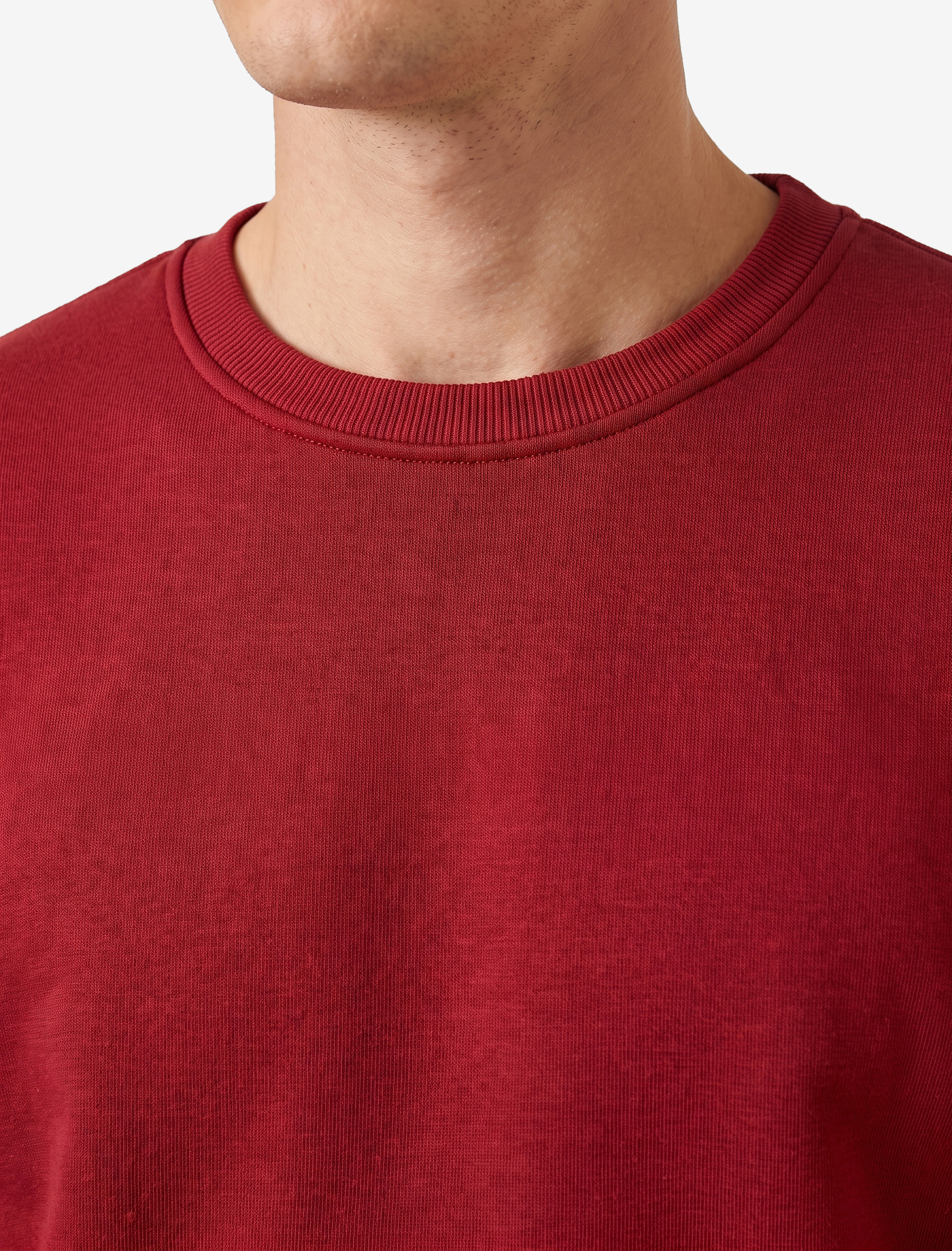   Pamuklu Uzun Kollu Şardonlu Bisiklet Yaka Erkek Basic Sweatshirt