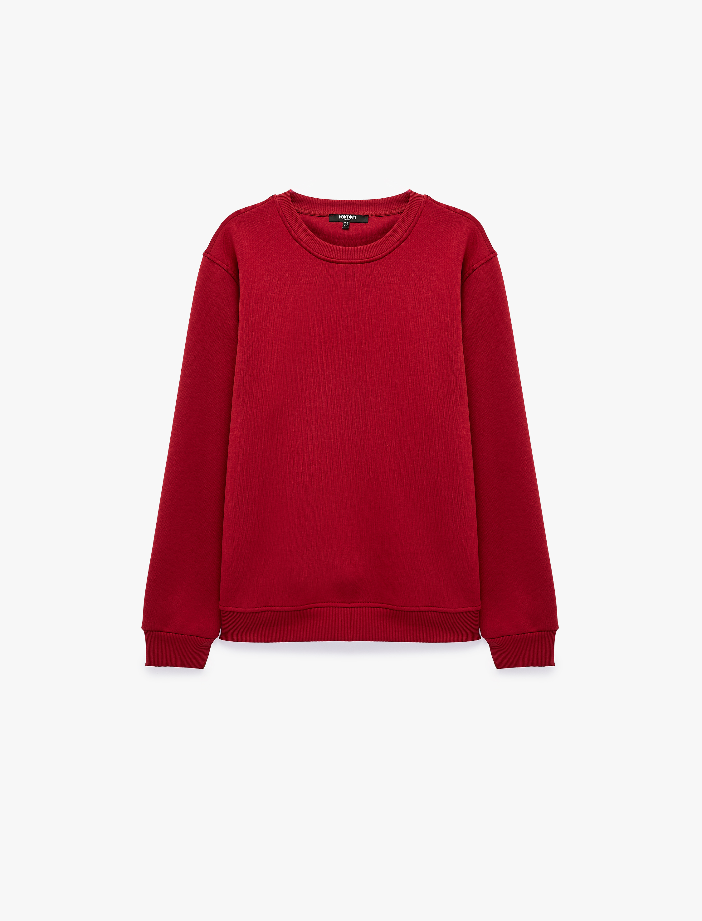   Pamuklu Uzun Kollu Şardonlu Bisiklet Yaka Erkek Basic Sweatshirt