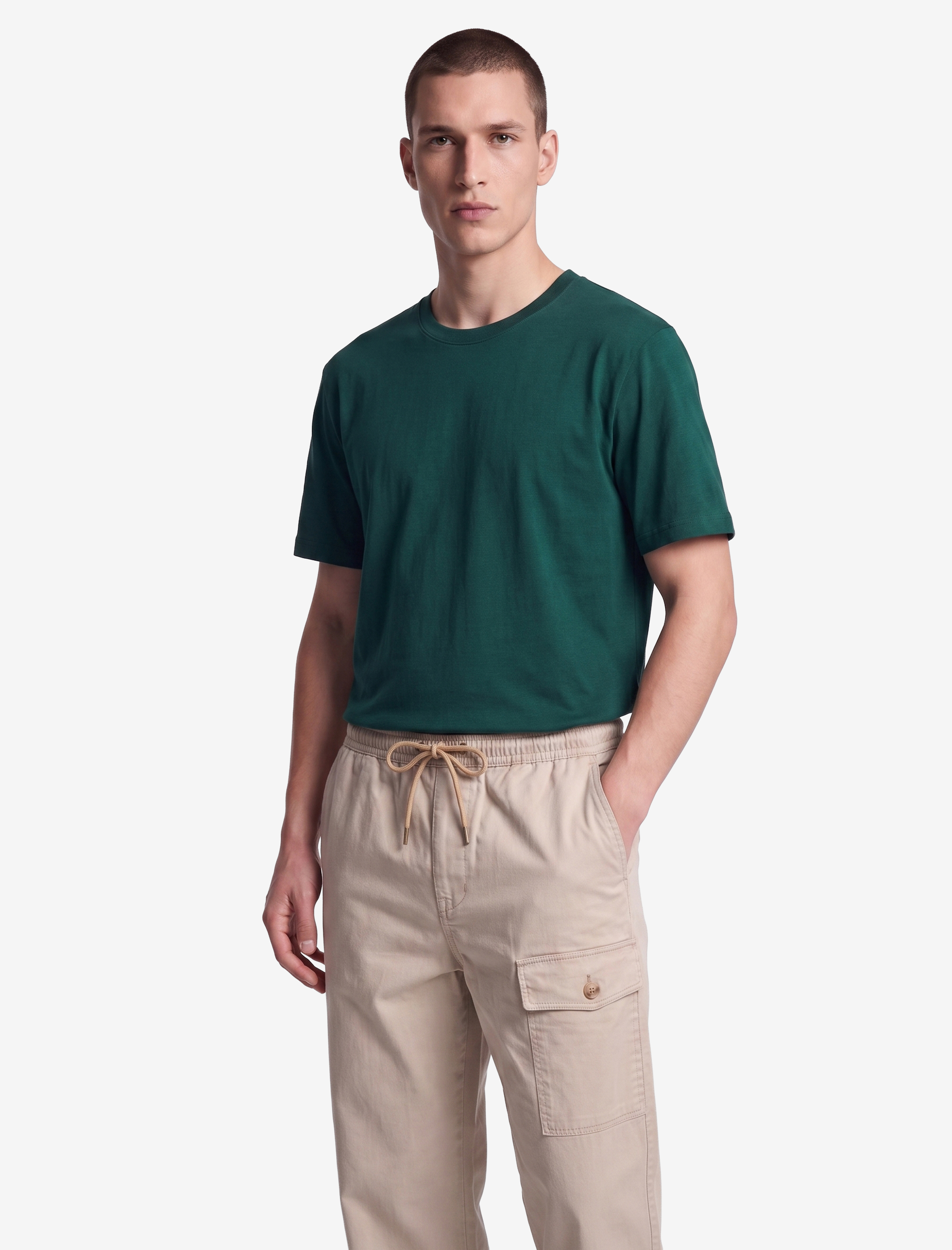   Pamuklu Kısa Kollu Bisiklet Yaka Slim Fit Erkek Basic Tişört