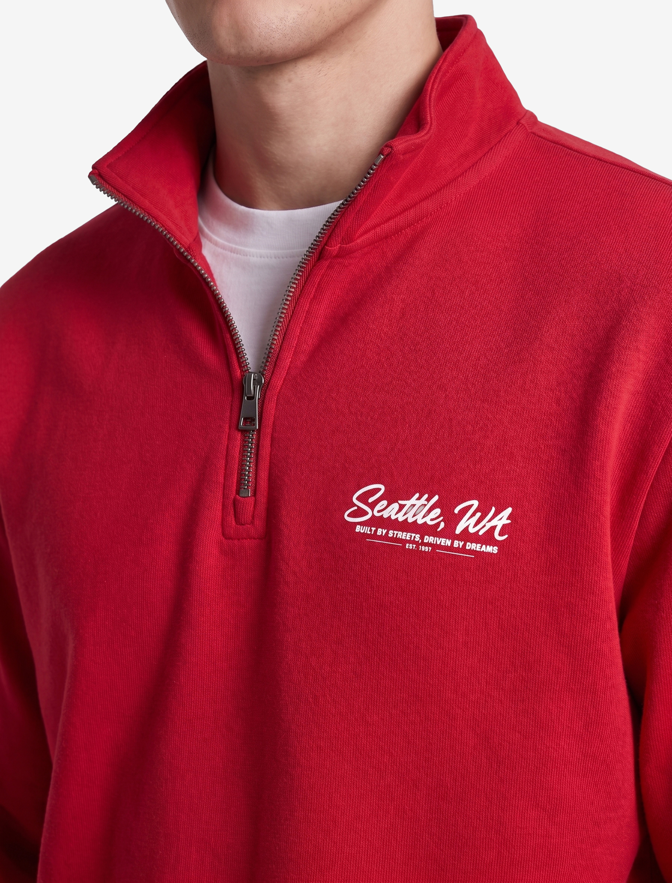   Pamuklu Uzun Kollu Baskılı Yarım Fermuarlı Sweatshirt
