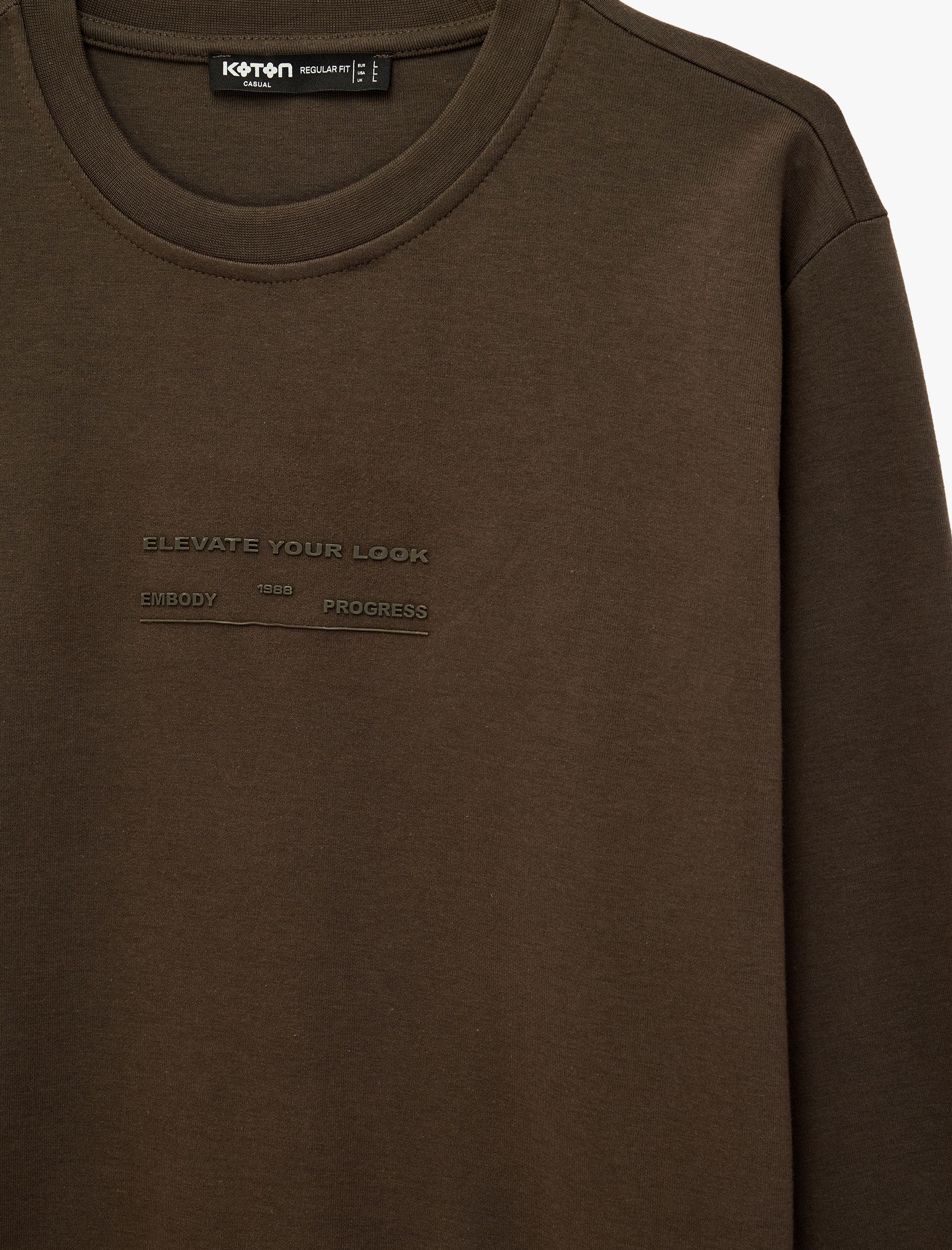   Bisiklet Yaka Pamuklu Uzun Kollu Baskılı Sweatshirt