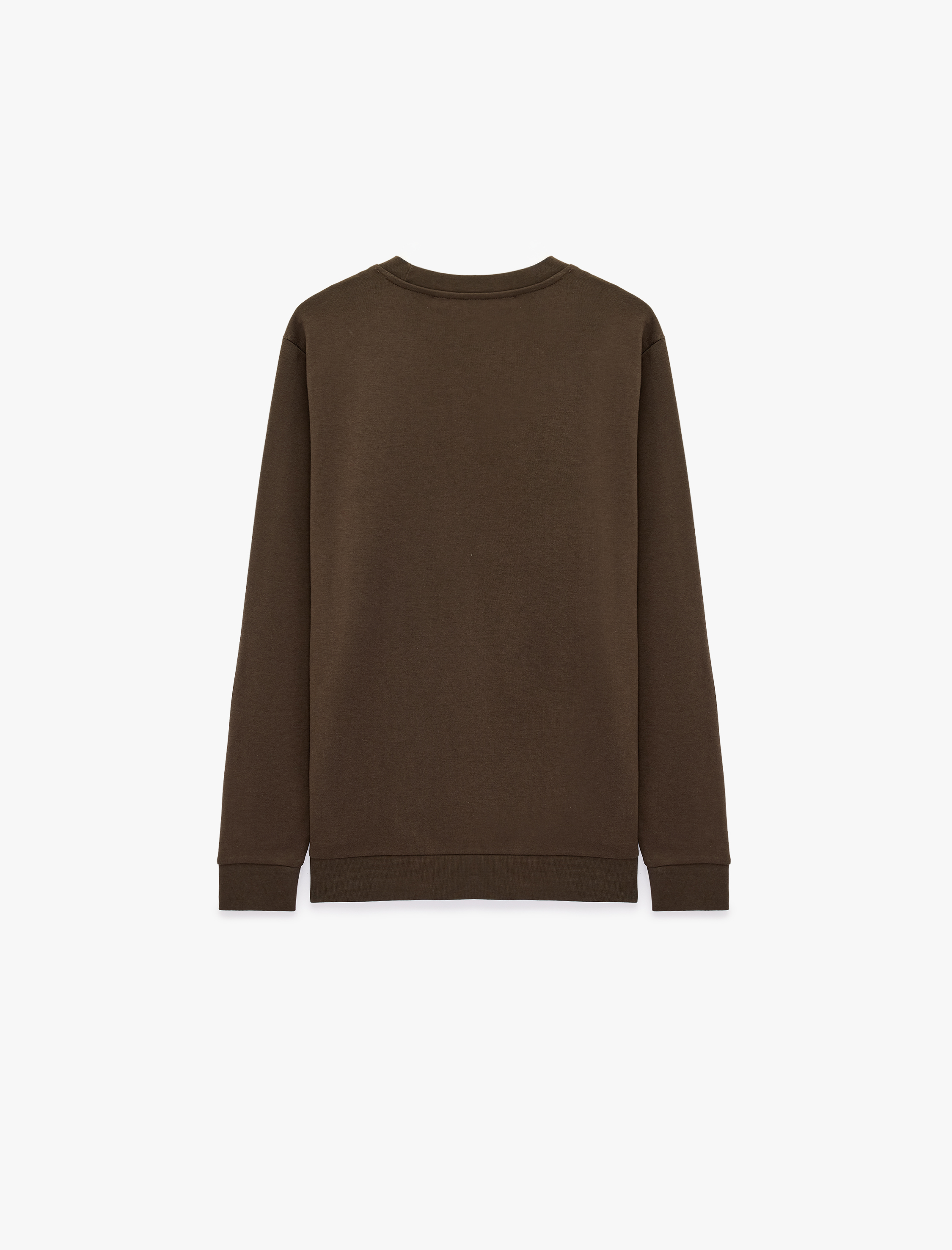   Bisiklet Yaka Pamuklu Uzun Kollu Baskılı Sweatshirt