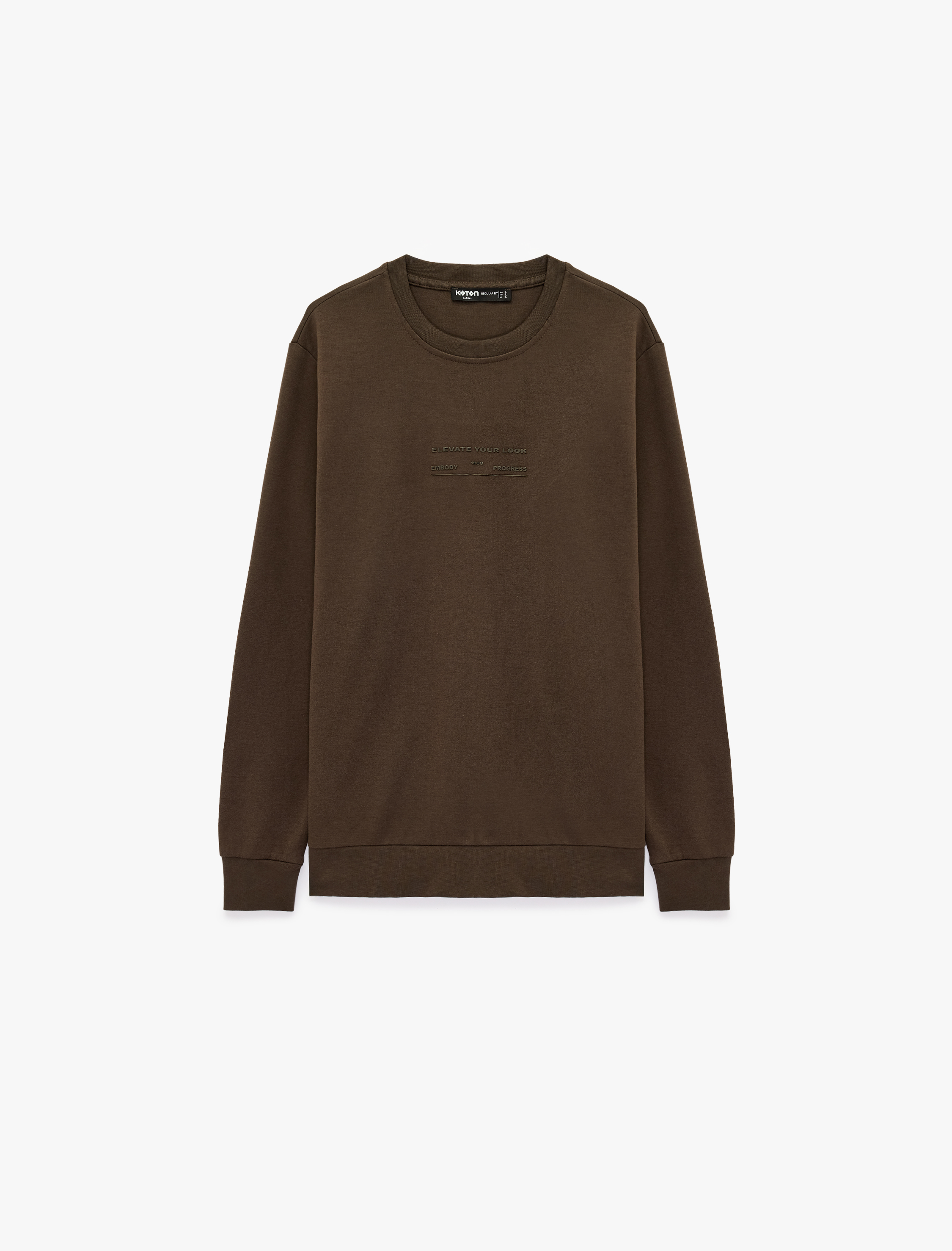   Bisiklet Yaka Pamuklu Uzun Kollu Baskılı Sweatshirt