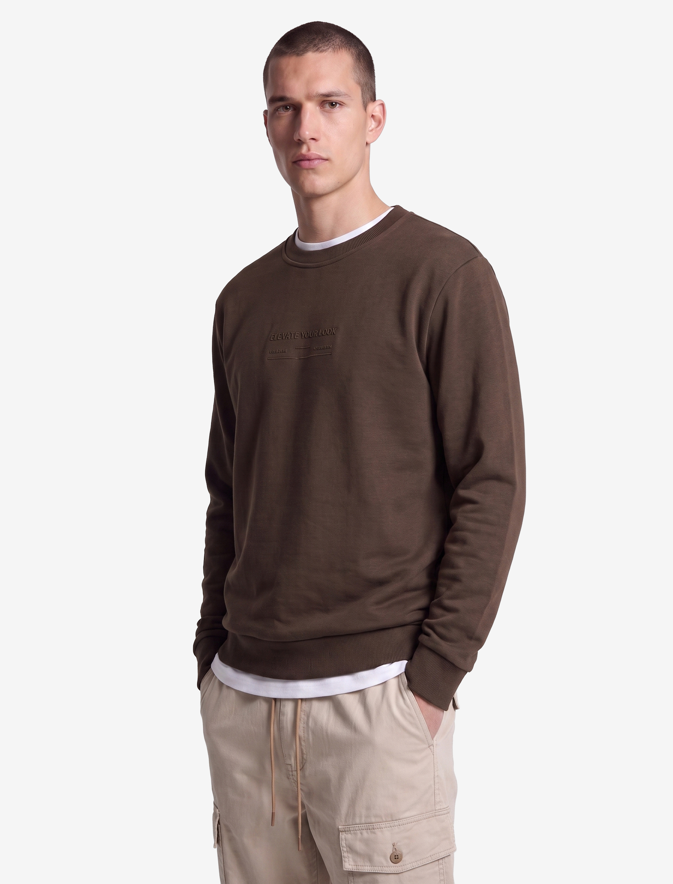   Bisiklet Yaka Pamuklu Uzun Kollu Baskılı Sweatshirt