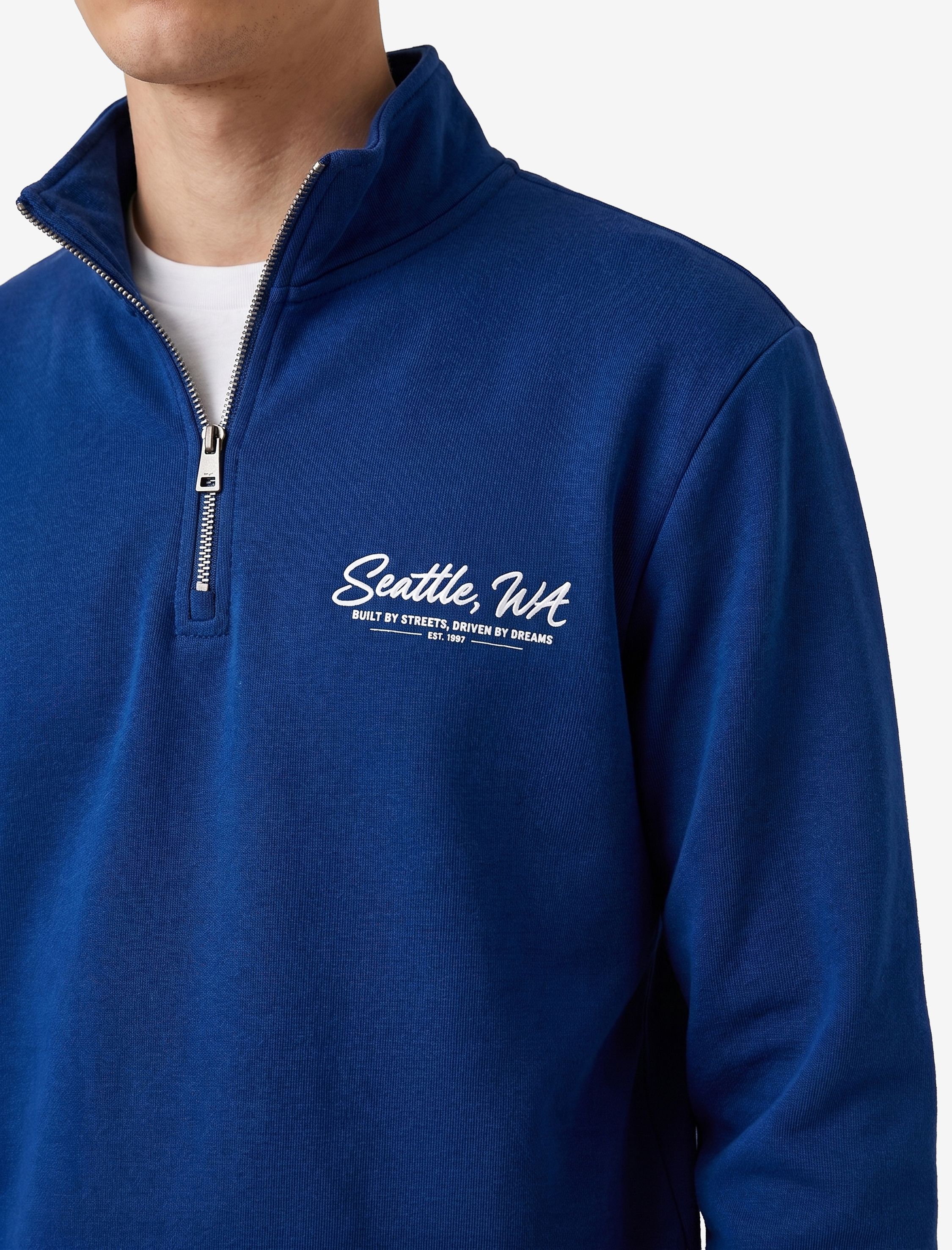   Pamuklu Uzun Kollu Baskılı Yarım Fermuarlı Sweatshirt