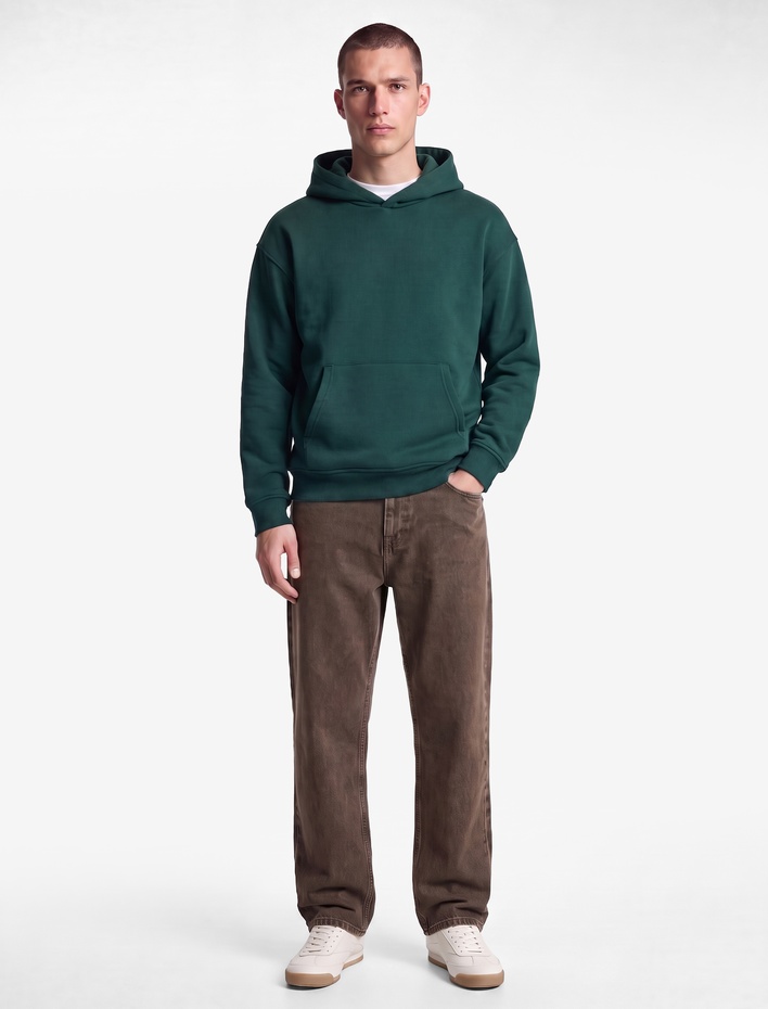  Uzun Kollu Şardonlu Cepli Oversize Kapüşonlu Sweatshirt