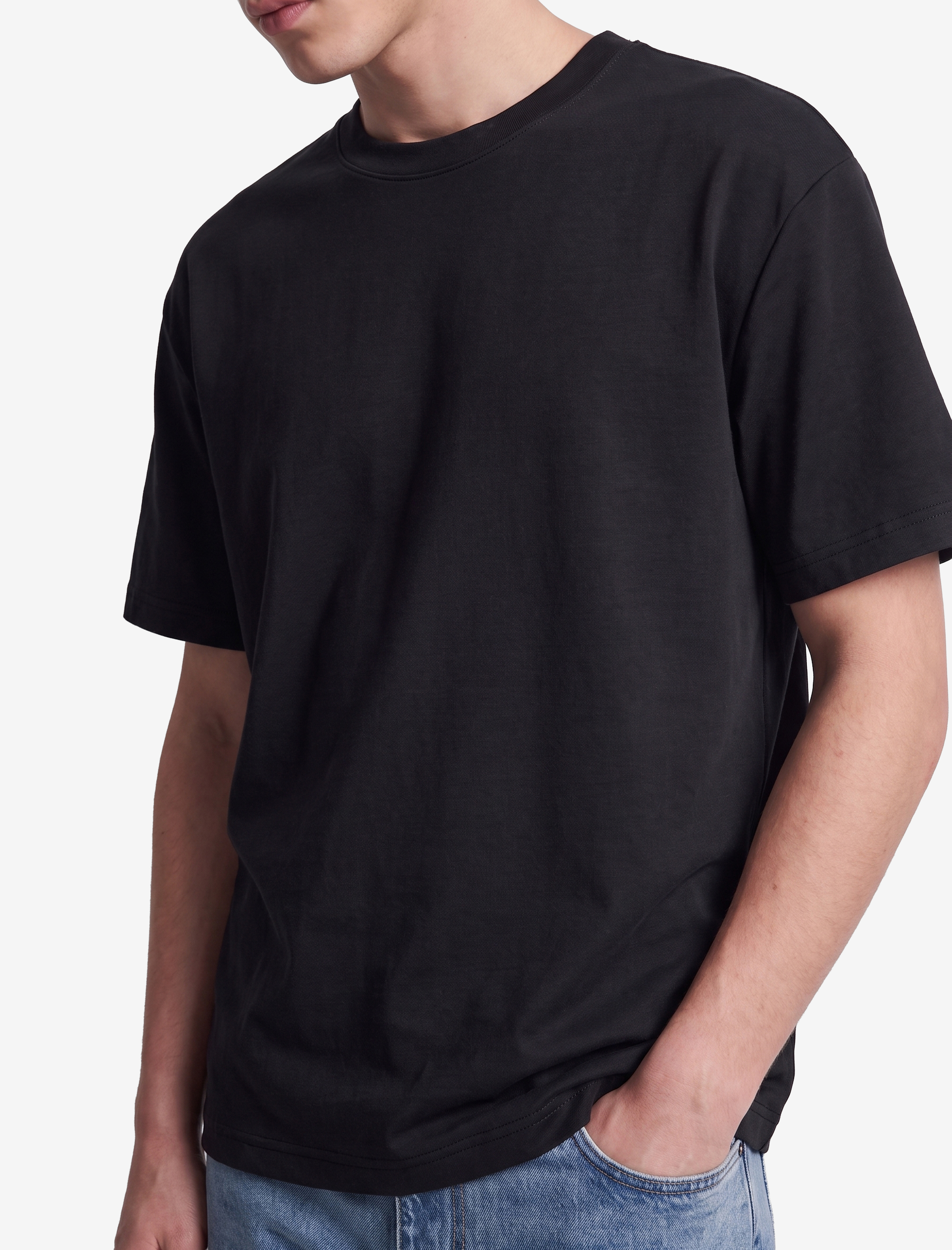   Kısa Kollu Bisiklet Yaka Basic Oversize Tişört