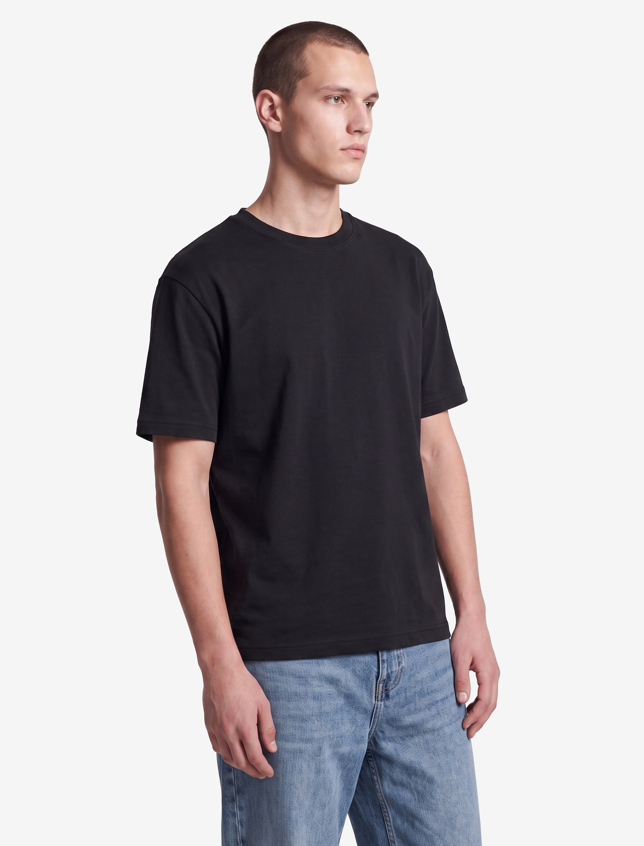   Kısa Kollu Bisiklet Yaka Basic Oversize Tişört