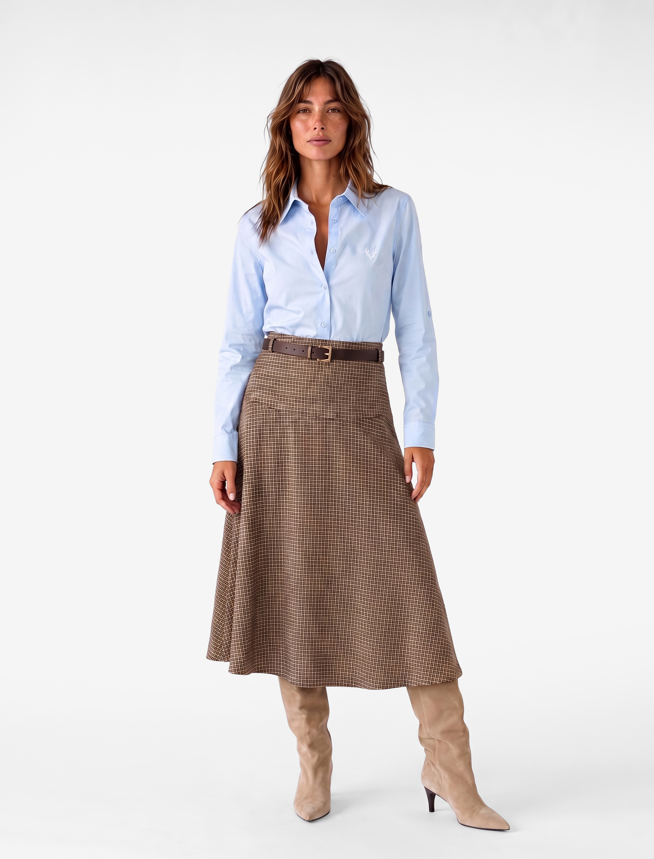   Pamuklu Slim Fit Nakış Detaylı Uzun Kollu Poplin Gömlek
