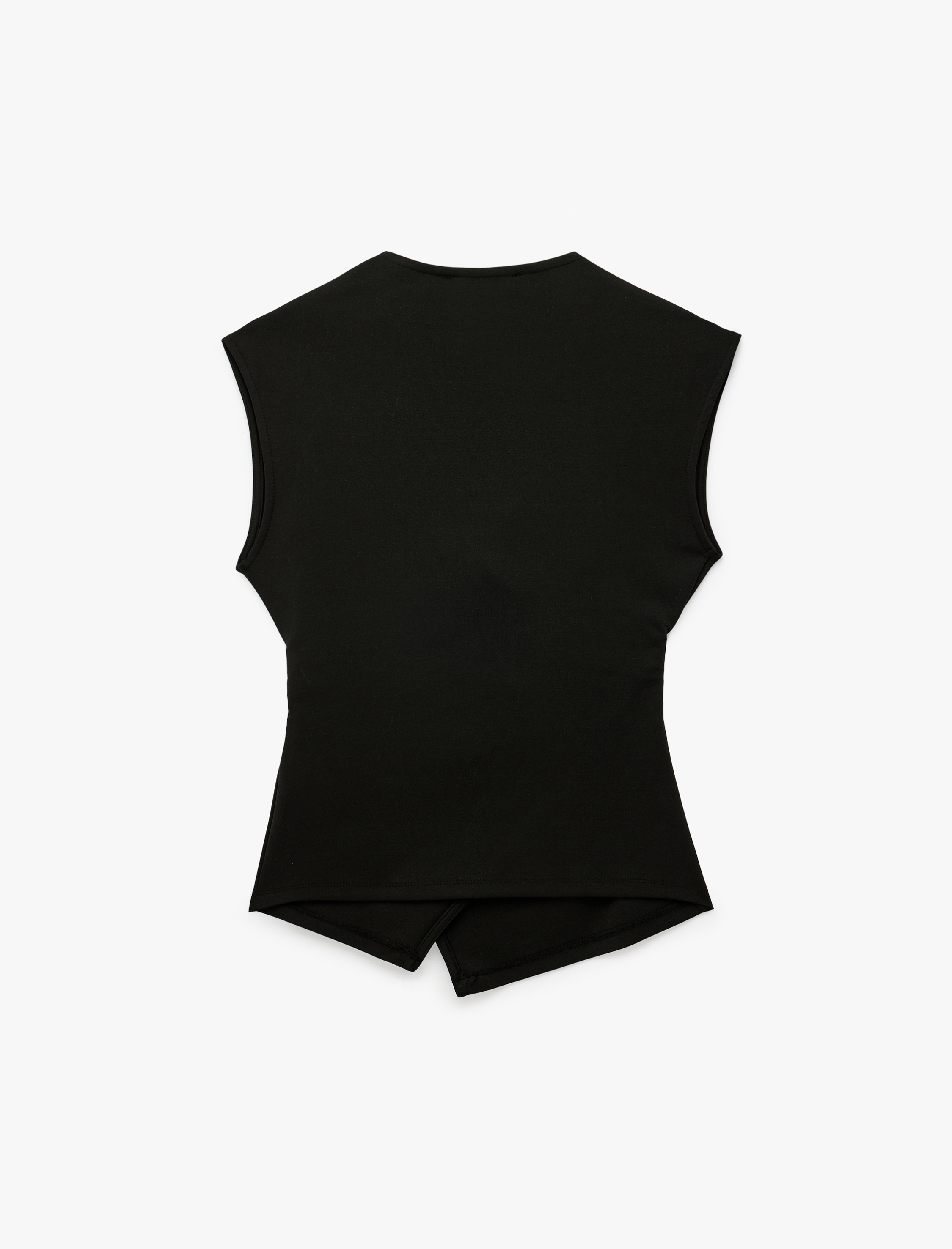   Slim Fit Metal Aksesuarlı V Yaka Kruvaze Yelek