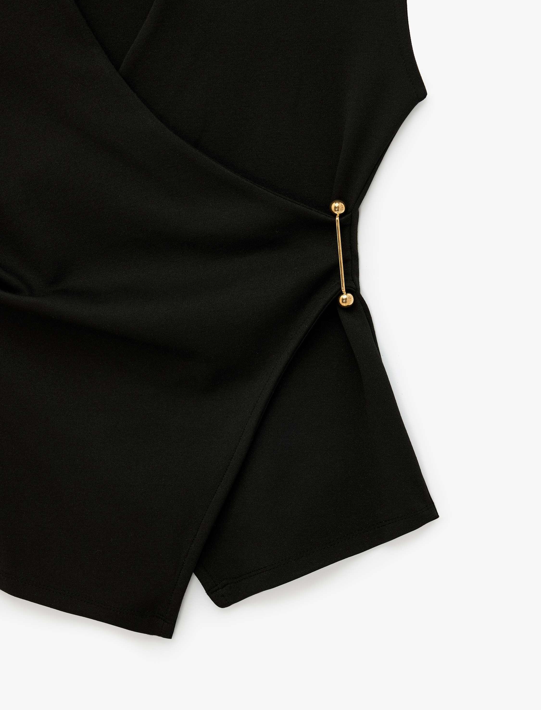   Slim Fit Metal Aksesuarlı V Yaka Kruvaze Yelek