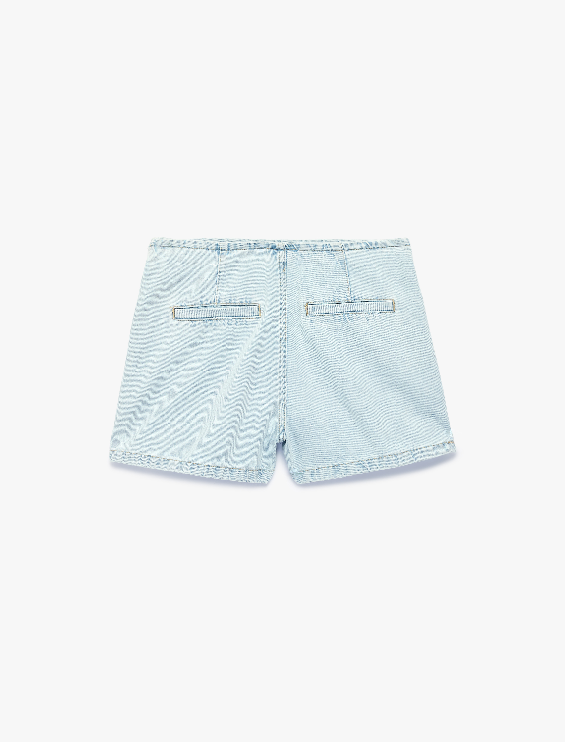   Rahat Kalıp Bağlama Detaylı Pamuklu Mini Denim Şort Etek