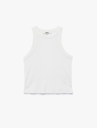 Slim Fit Arkası Dantel Detaylı Kolsuz Halter Yaka Atlet Bluz