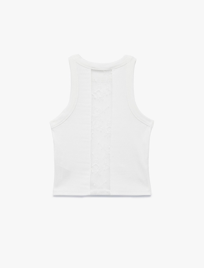  Slim Fit Arkası Dantel Detaylı Kolsuz Halter Yaka Atlet Bluz