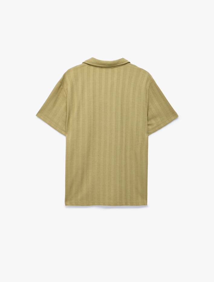  Regular Fit Polo Yaka Çizgili Uzun Kollu Tişört