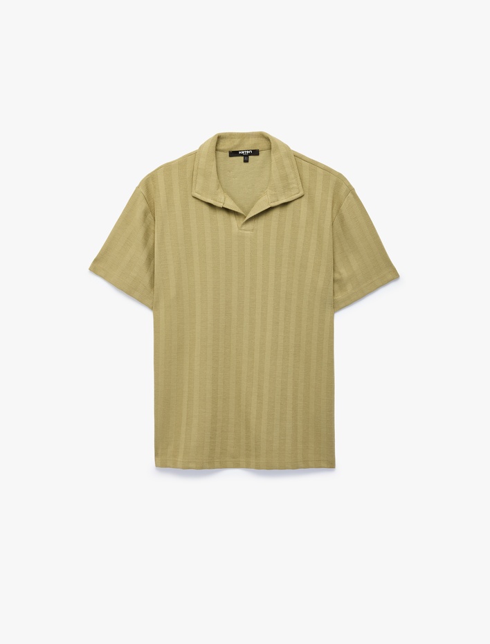  Regular Fit Polo Yaka Çizgili Uzun Kollu Tişört
