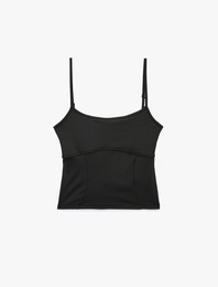 Slim Fit Pencere Detaylı İnce Askılı Spor Atlet
