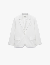Düğmeli Uzun Kollu Kruvaze Oversize Blazer Ceket