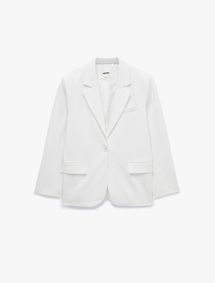  Düğmeli Uzun Kollu Kruvaze Oversize Blazer Ceket