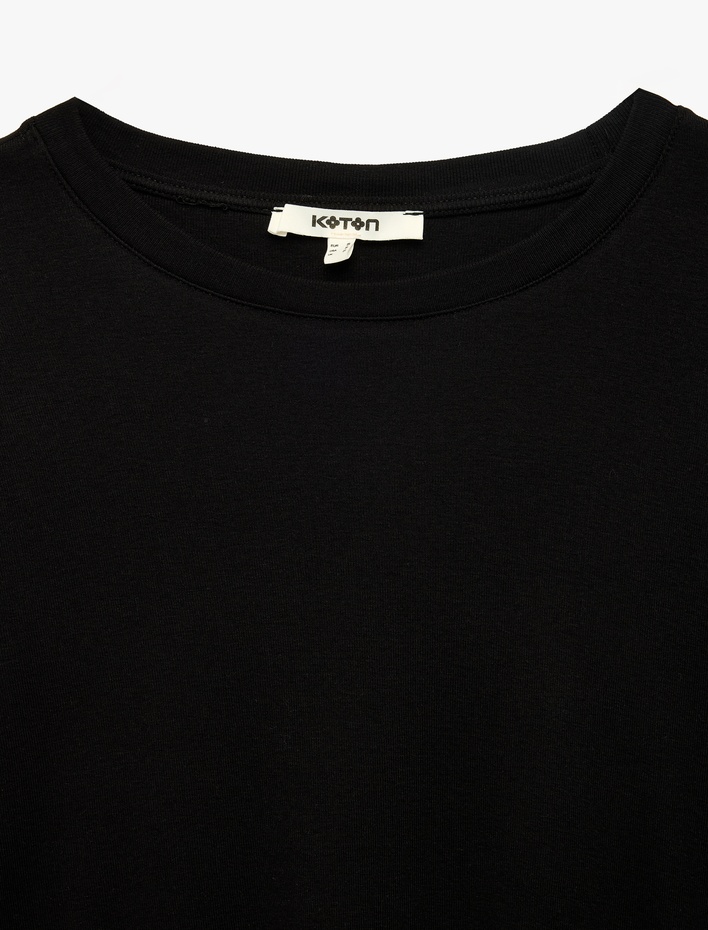  Pamuklu Kısa Kollu Bisiklet Yaka Oversize Basic Tişört