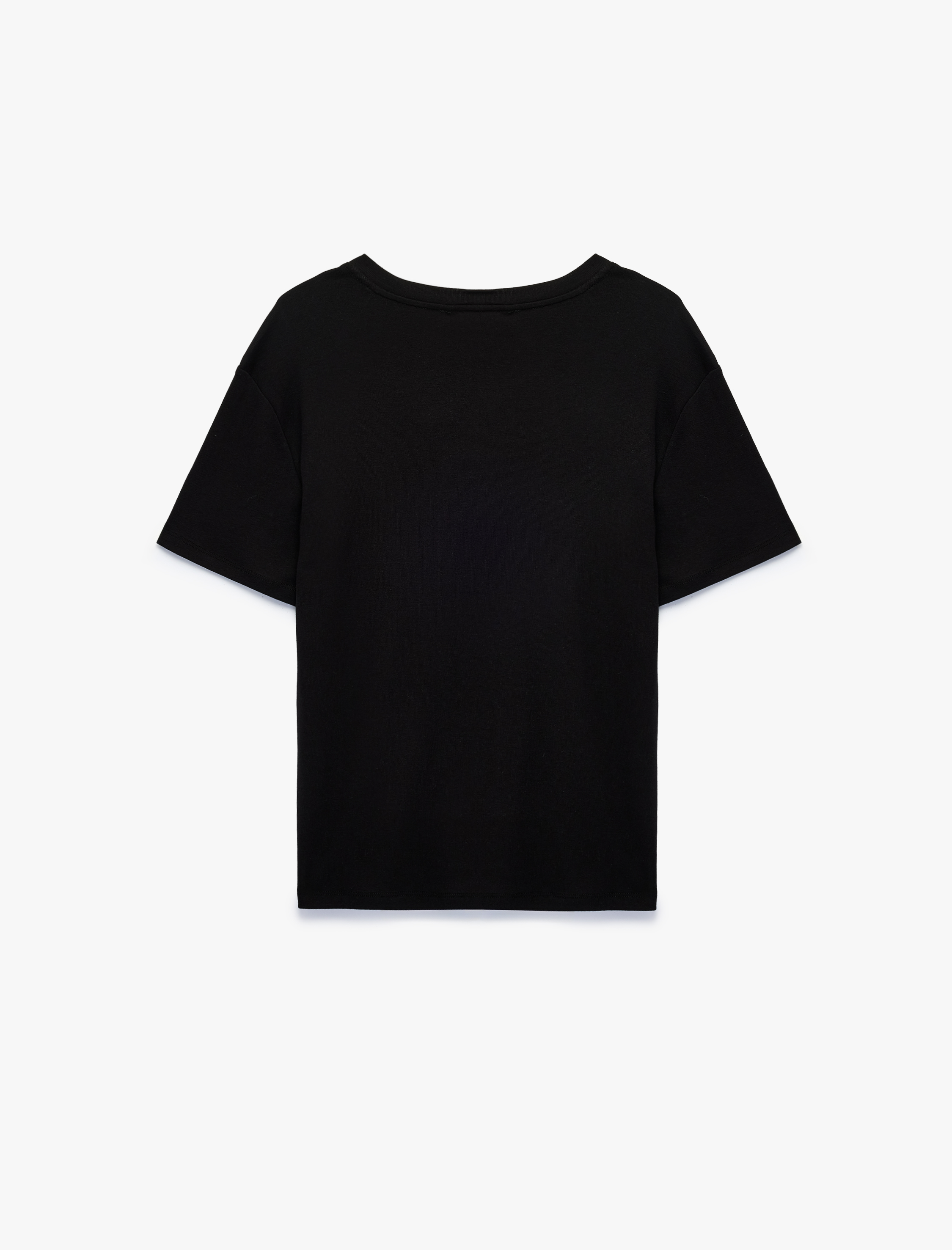   Pamuklu Kısa Kollu Bisiklet Yaka Oversize Basic Tişört