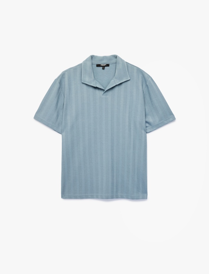  Regular Fit Polo Yaka Çizgili Uzun Kollu Tişört