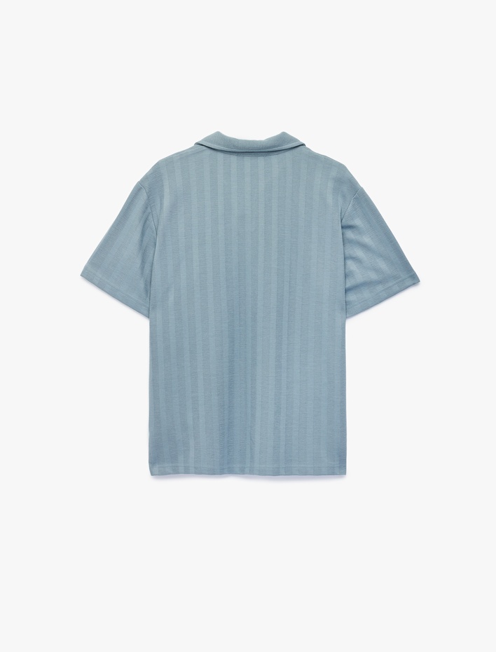  Regular Fit Polo Yaka Çizgili Uzun Kollu Tişört