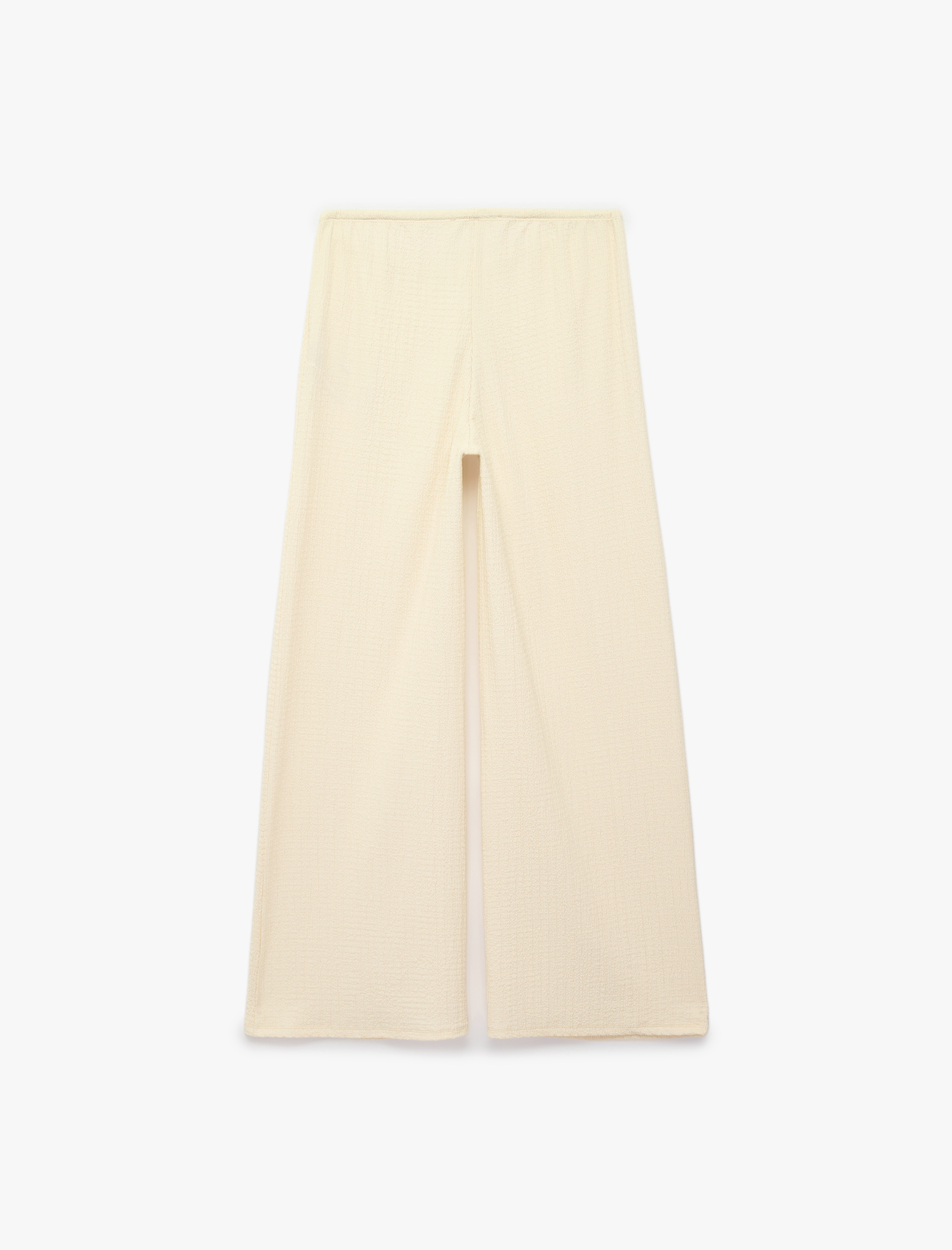   Bürümcük Kumaş Beli Bağcıklı Düz Geniş Paça Pantolon