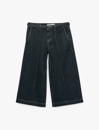 Pamuklu Cepli Kemerli Culotte Denim Pantolon