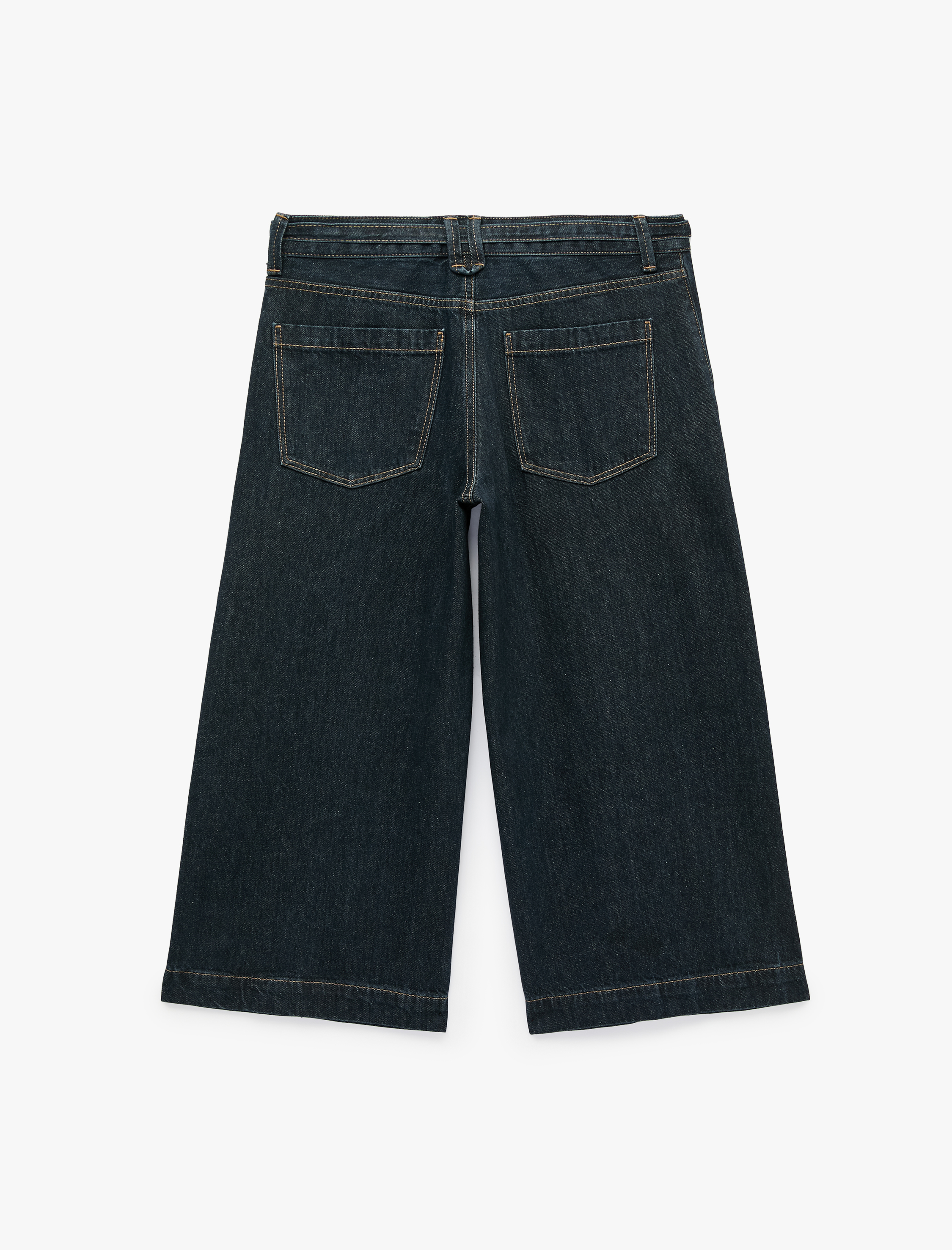   Pamuklu Cepli Kemerli Culotte Denim Pantolon