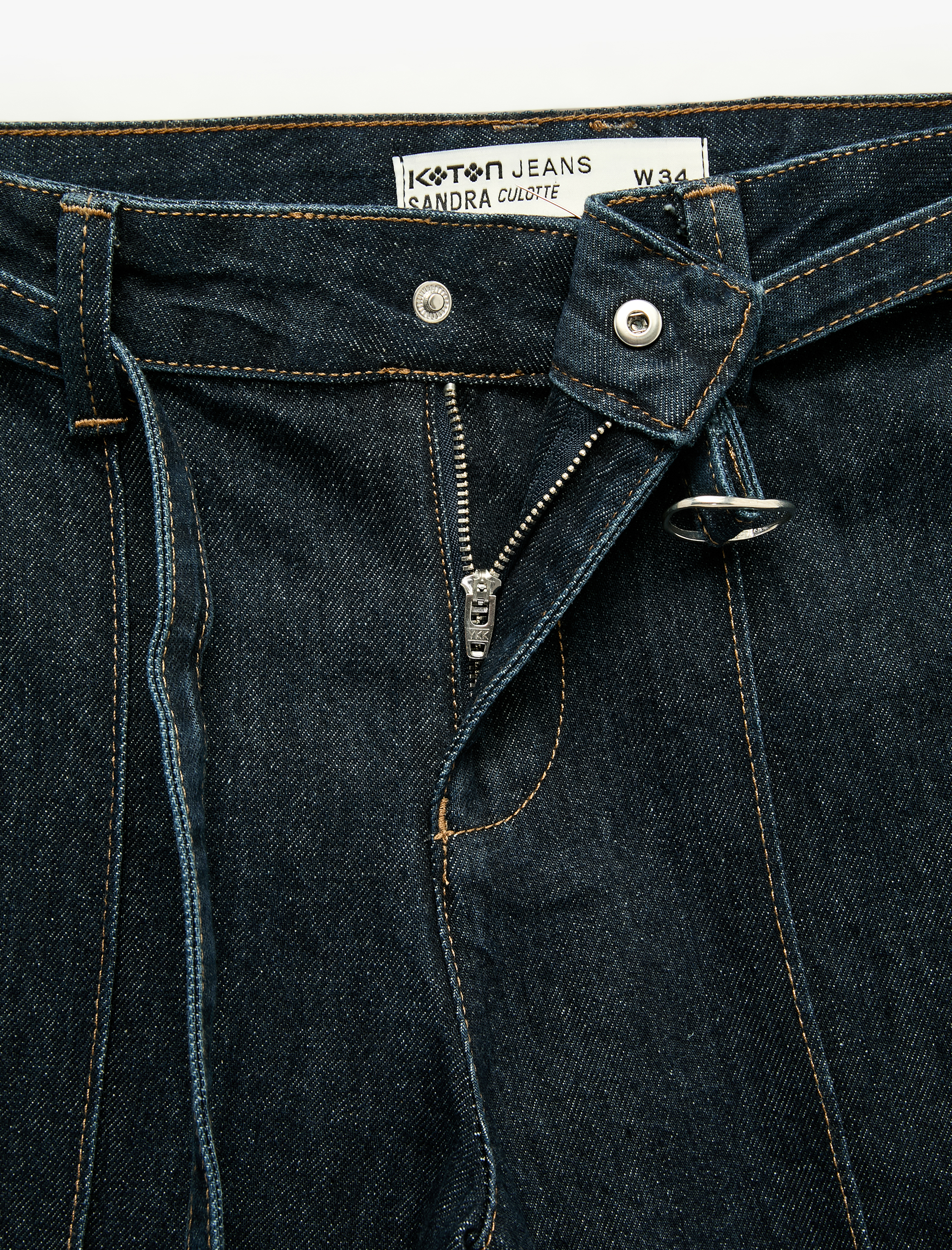   Pamuklu Cepli Kemerli Culotte Denim Pantolon
