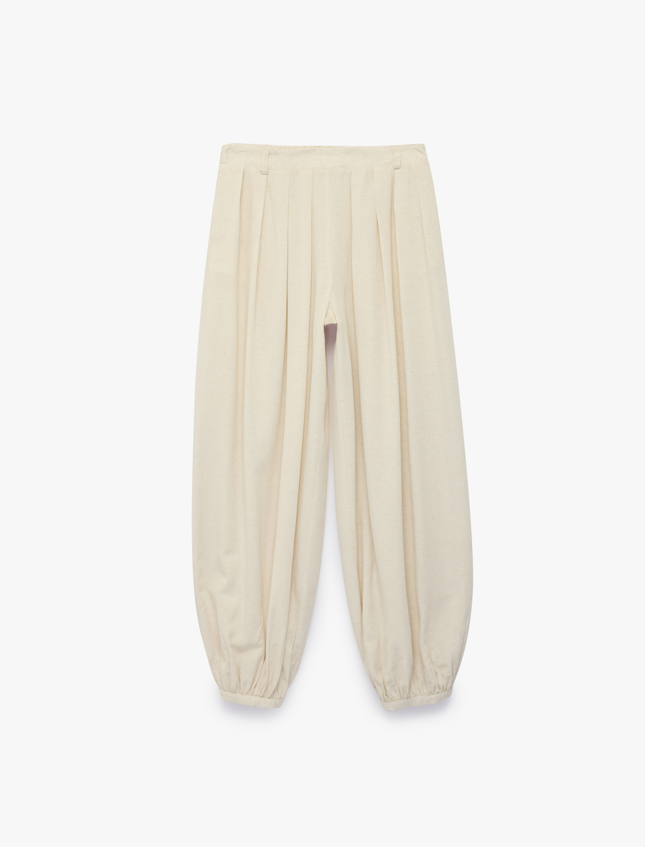   Keten Görünümlü Dökümlü Şalvar Pantolon