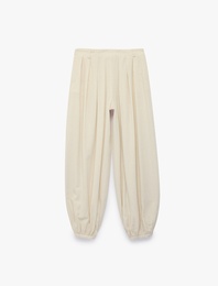 Keten Görünümlü Dökümlü Şalvar Pantolon