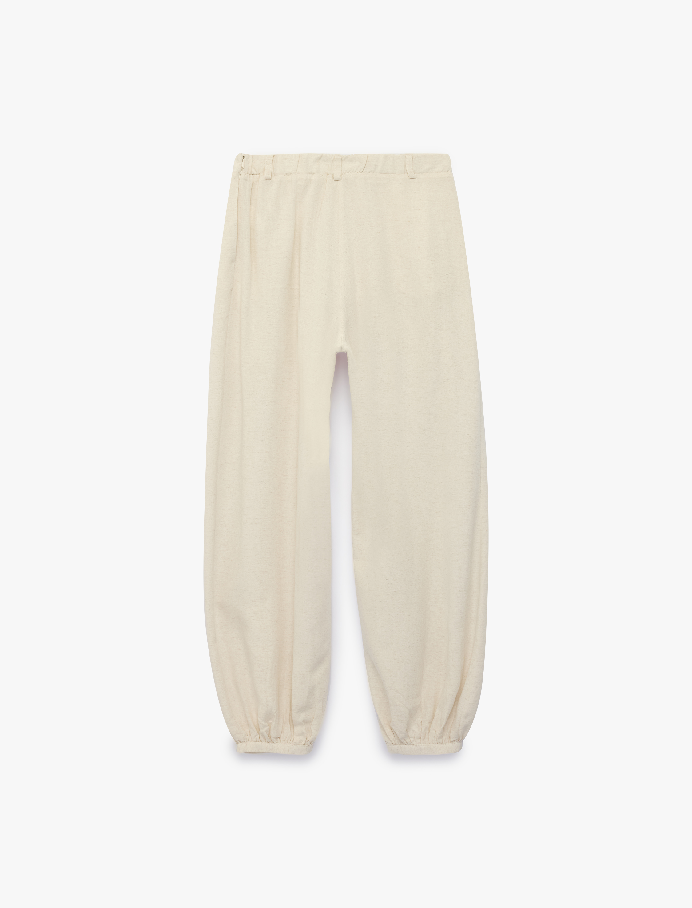   Keten Görünümlü Dökümlü Şalvar Pantolon