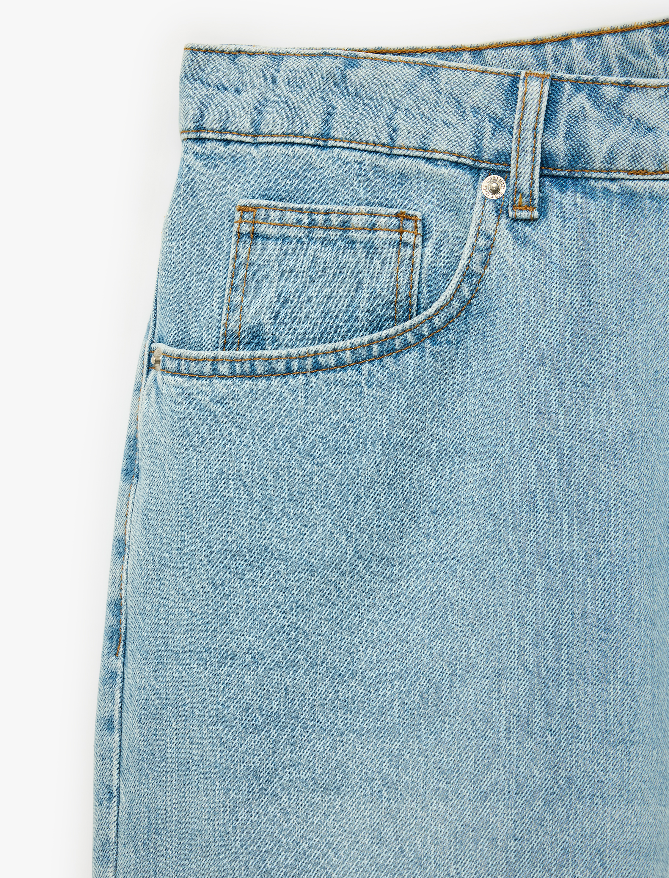   Düğmeli Cepli Vintage Straight Fit Jean Pantolon